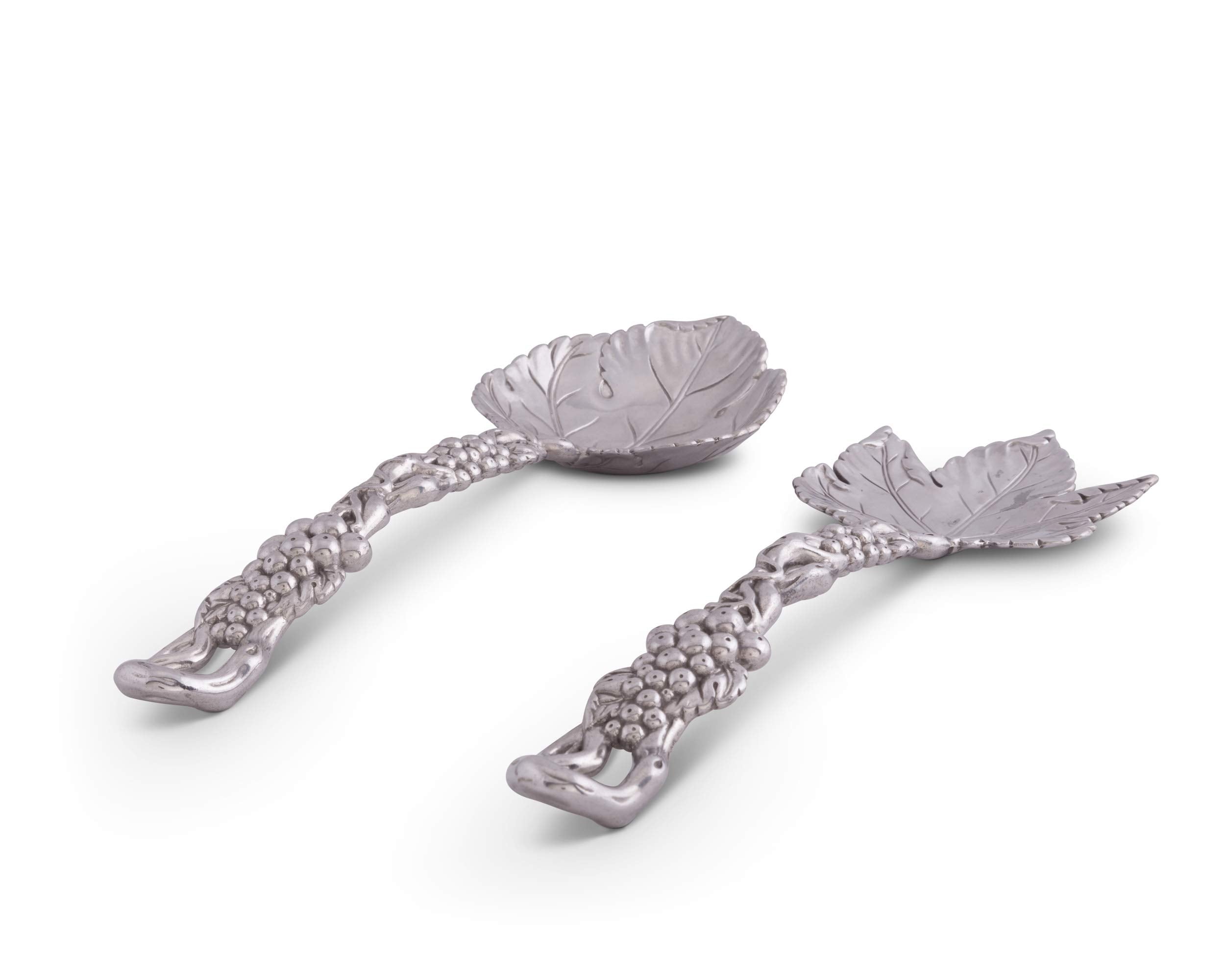Arthur Court Designs Aluminum Metal Grapevine Salad Serving Set - Mediterranean Inspired Heavy Quality Detail 11 Inch Long