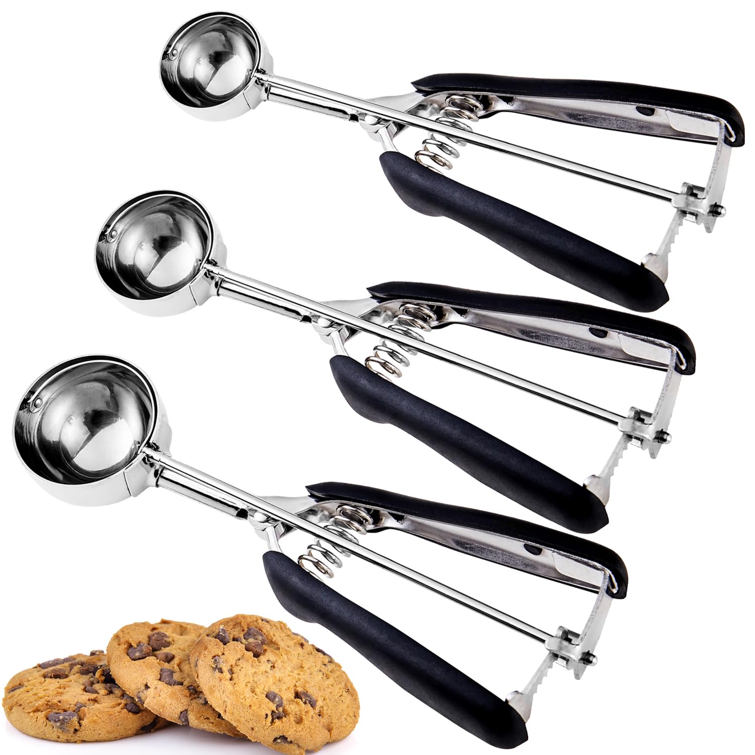 Junadael J Cookie Scoop Set, Include 1 Tablespoon/ 2 Tablespoon/ 3 Tablespoon, Cookie Dough Scoop, Cookie Scoops For Baking Set