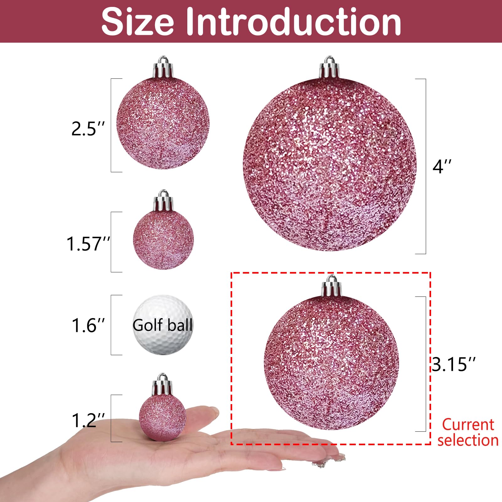 Emopeak 16Pcs Christmas Balls Ornaments for Xmas Tree - 3.15Inch Large Shatterproof Christmas Tree Decorations Hanging Ball for