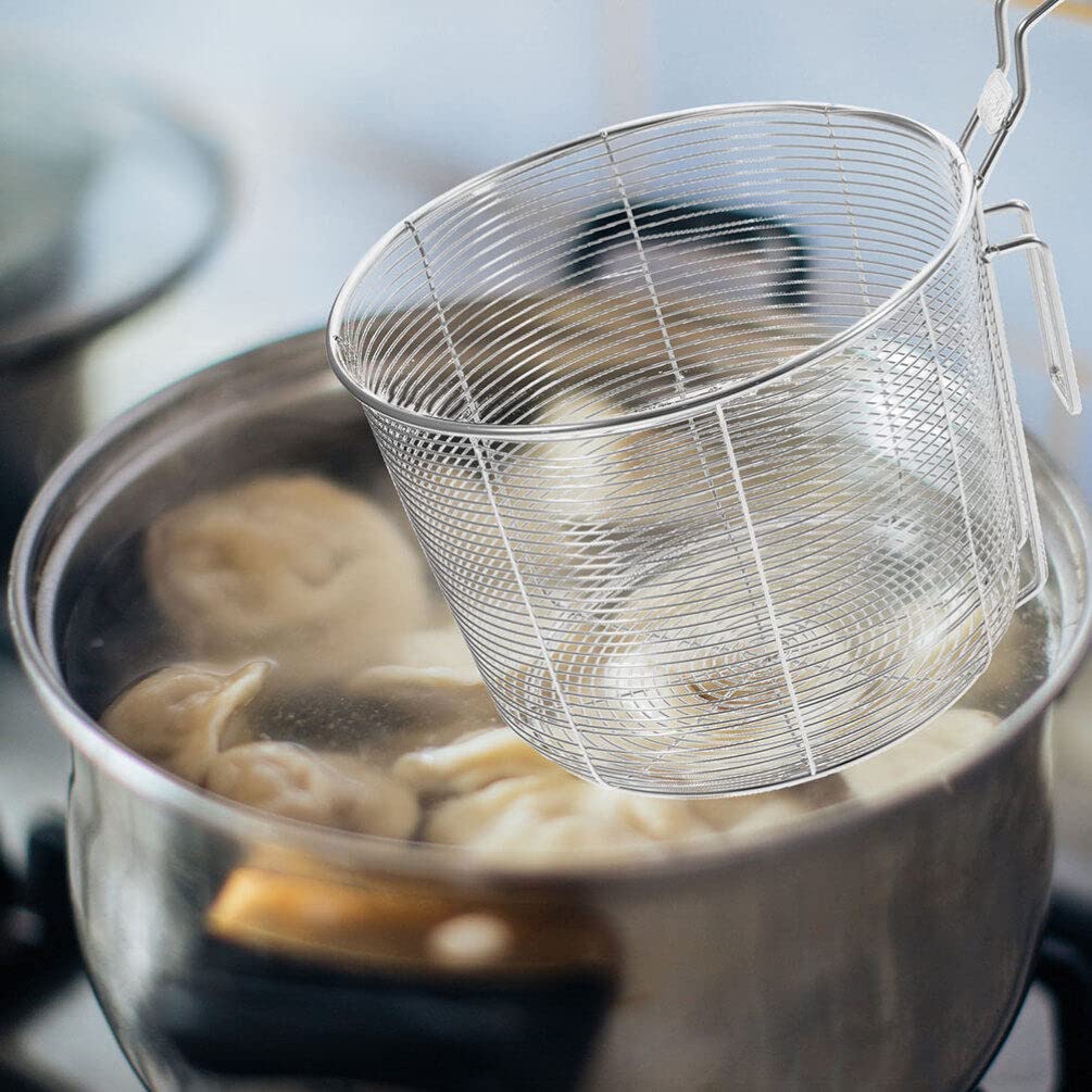 Kichvoe Mesh Pasta Basket Stainless Steel Mesh Spider Strainer Noodle Strainer Spaghetti Strainer Spoon Fried Food Basket Deep S
