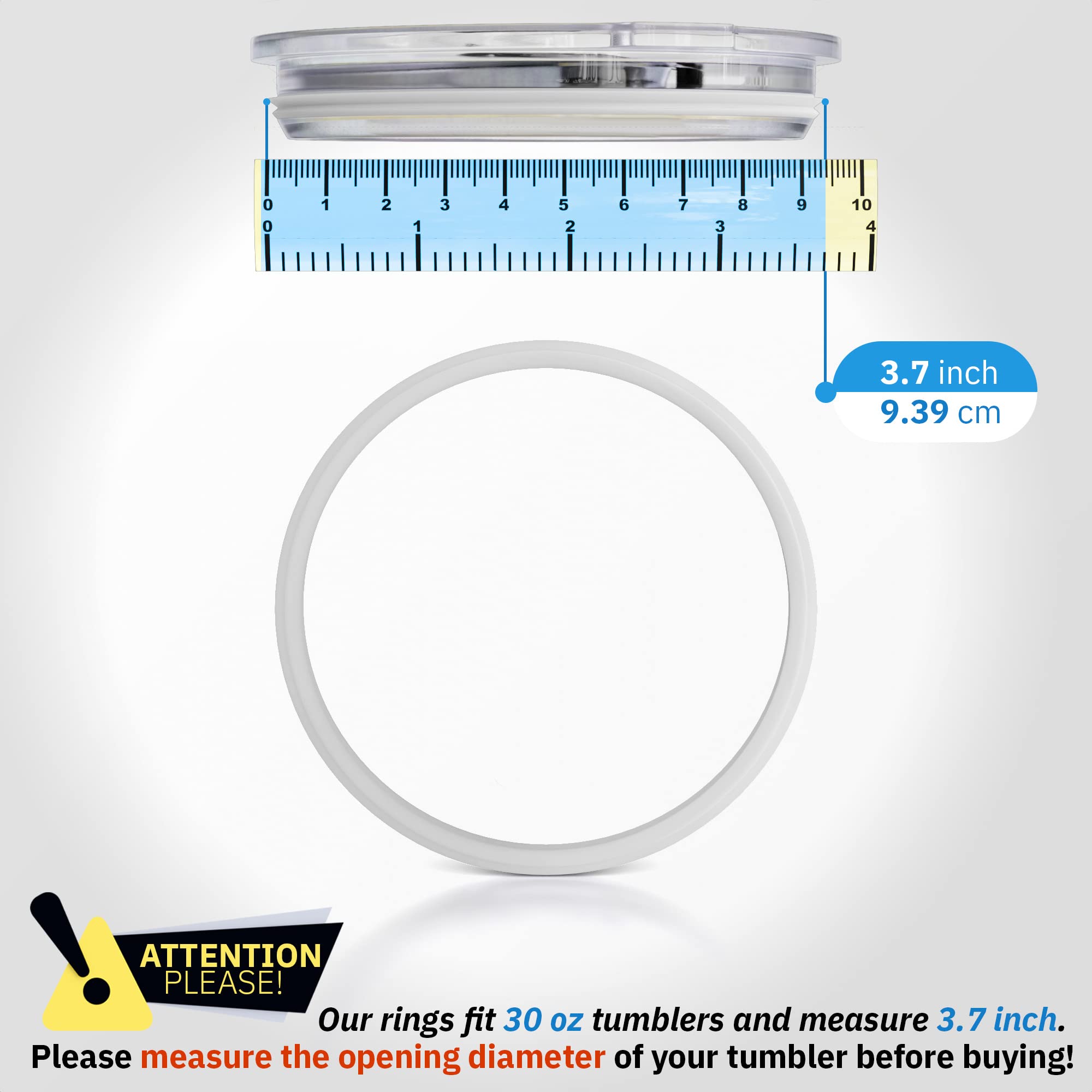 Pack Of 3, 30 Oz Replacement Rubber Lid Ring, 3.7 Inch Diameter - Gasket Seals, Lid For Insulated Stainless Steel Tumblers, Cups