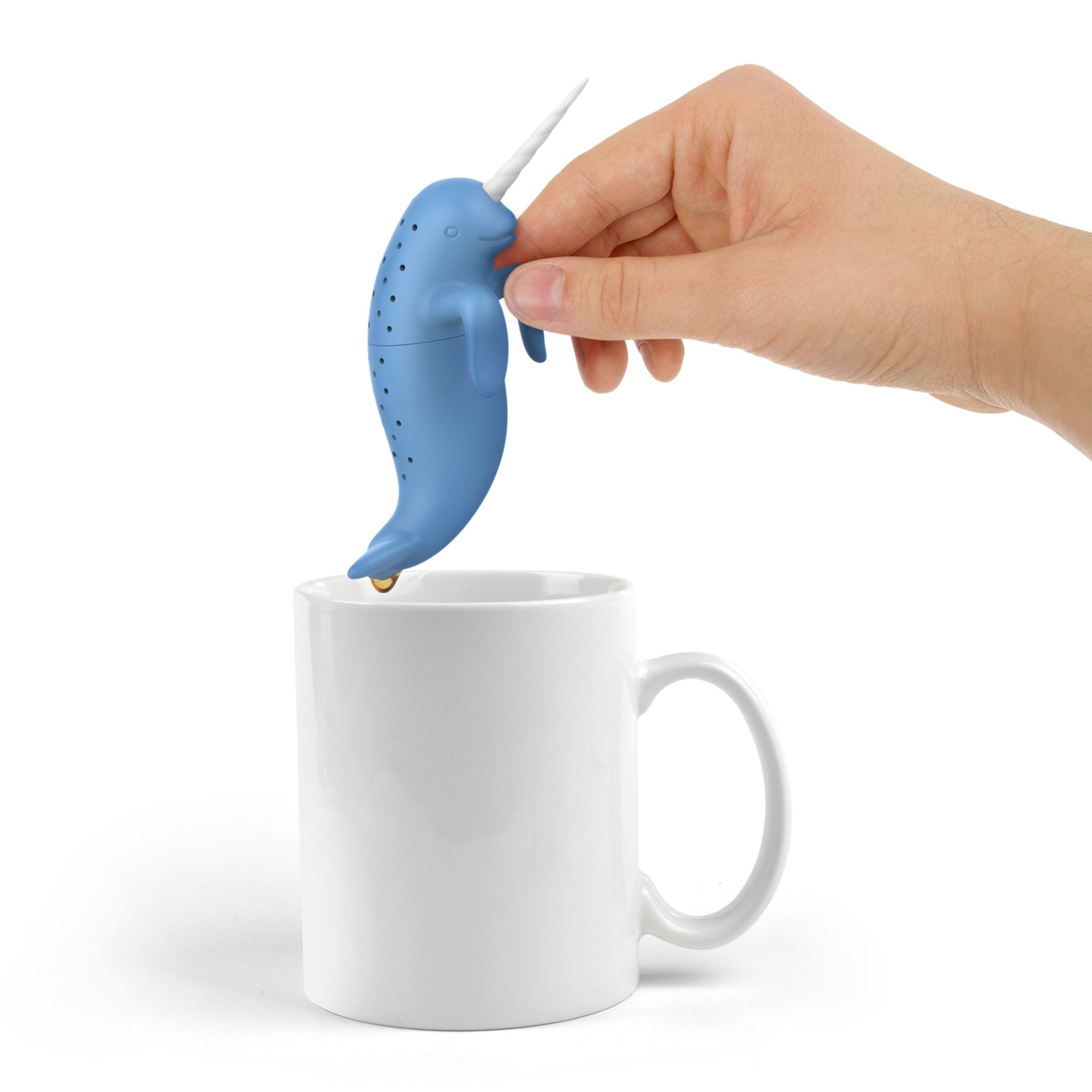 Genuine Fred, Spiked Tea, Narwhal Reusable Silicone Tea Infuser, Blue, Fun Gift For Tea Lovers, Clever Kitchen Gadget