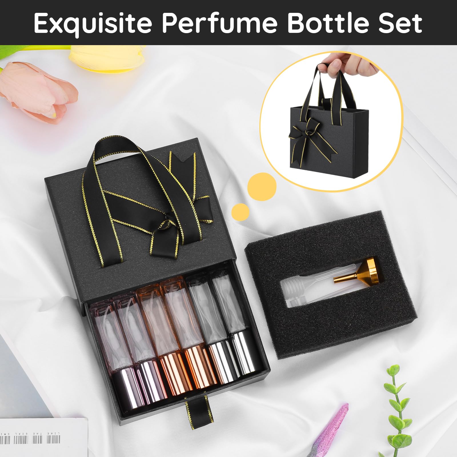 Segbeauty Mini Perfume Refillable Bottle, 6 Pack 10Ml Cologne Travel Bottle Set, Empty Glass Perfume Atomizer With Gift Box Port