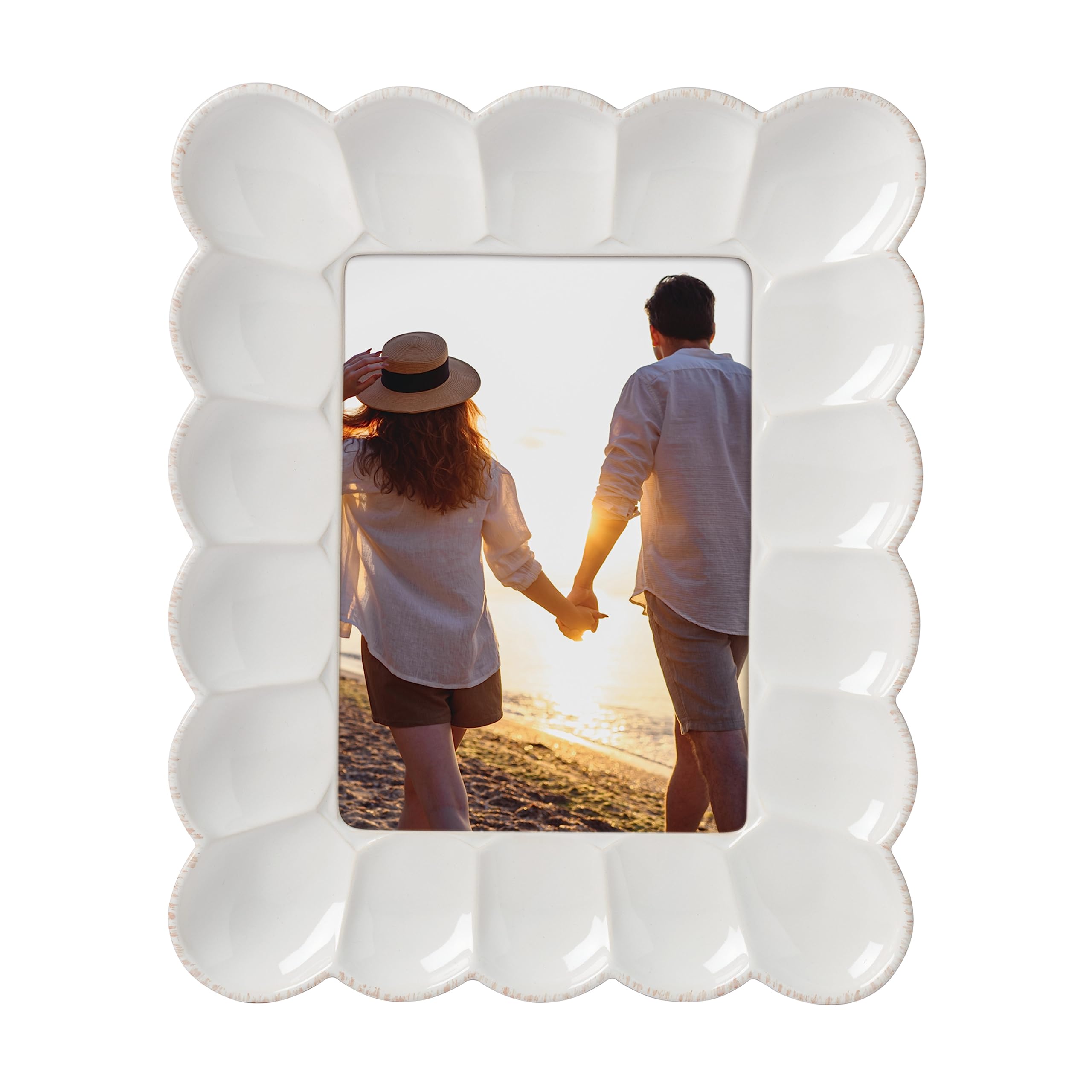 Lenox French Perle Scallop 5X7 Frame, 1 Count, White