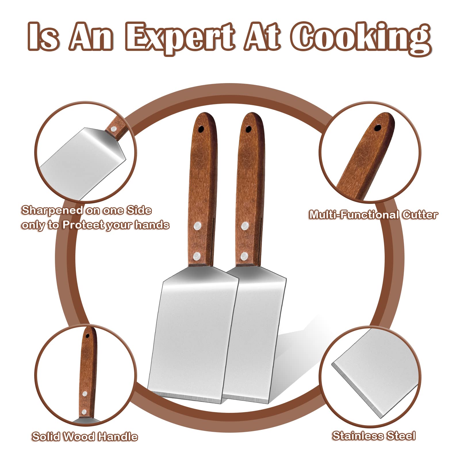 4 Pcs Small Brownie Cookie Spatula Metal Stainless Steel Spatula With Wooden Handle For Desserts Cutting And Serving Desserts, B