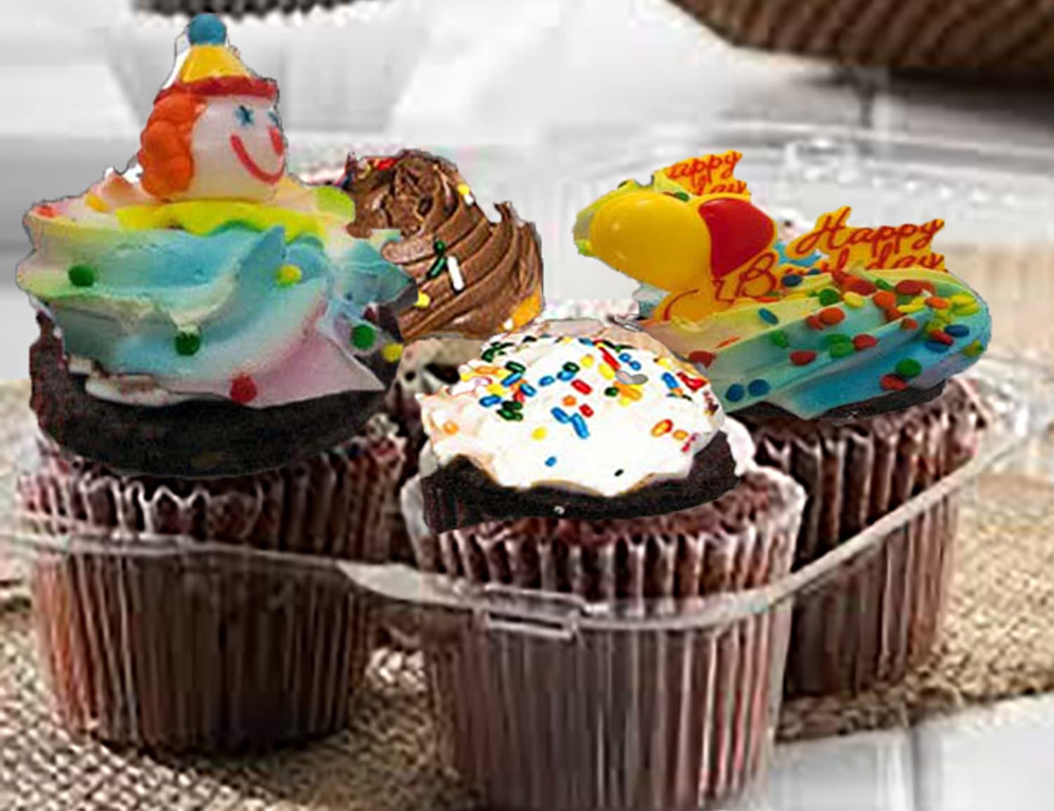 Pizety 50 Pack 4 Cavity Cupcake Container Quality Strong Muffin Cupcake Containers With Superior Hinged 4 Compartment Cupcake Bo