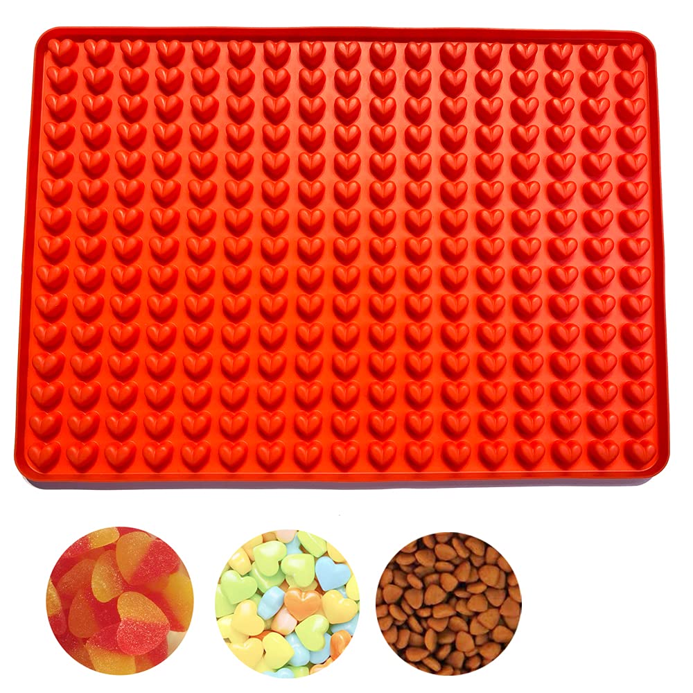 Newk 255 Cavity Pet Treats Mold, Mini Heart Shaped Gummy Mold For Chocolate Drops Mold, Dog Treats Pan, Candy Mold