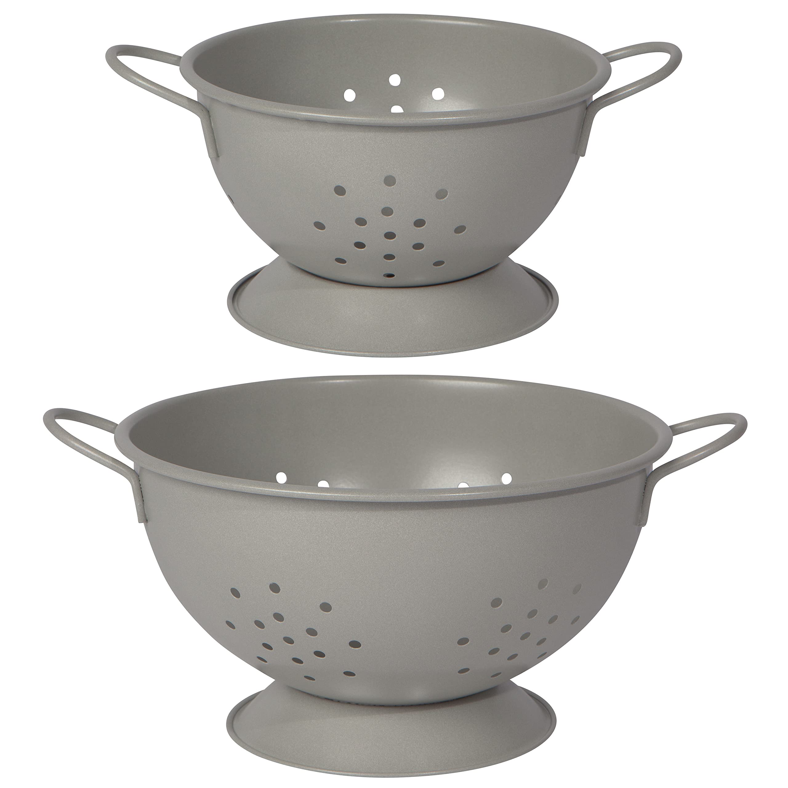 Now Designs Matte Coated Metal Colander Set Medium And Small, Set Of 2, Gray