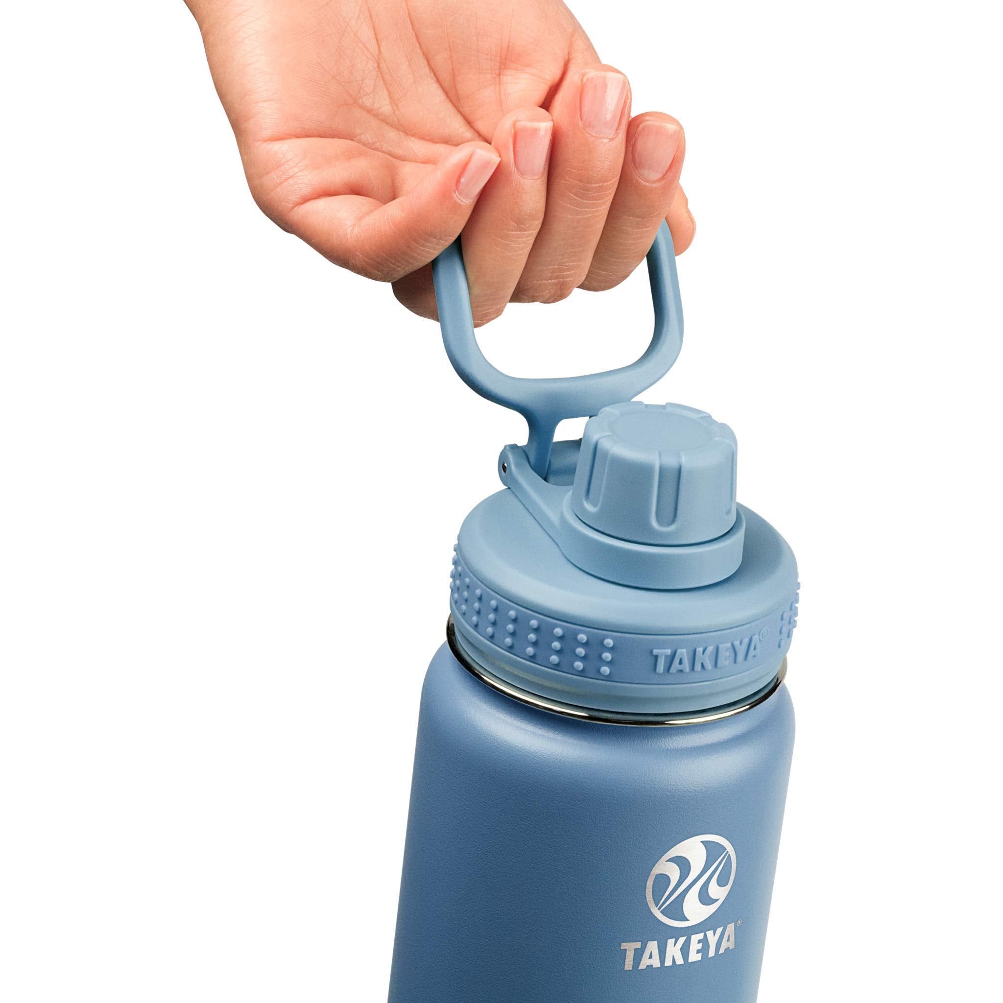 Takeya Actives Insulated Stainless Steel Water Bottle With Spout Lid, 24 Ounce, Bluestone