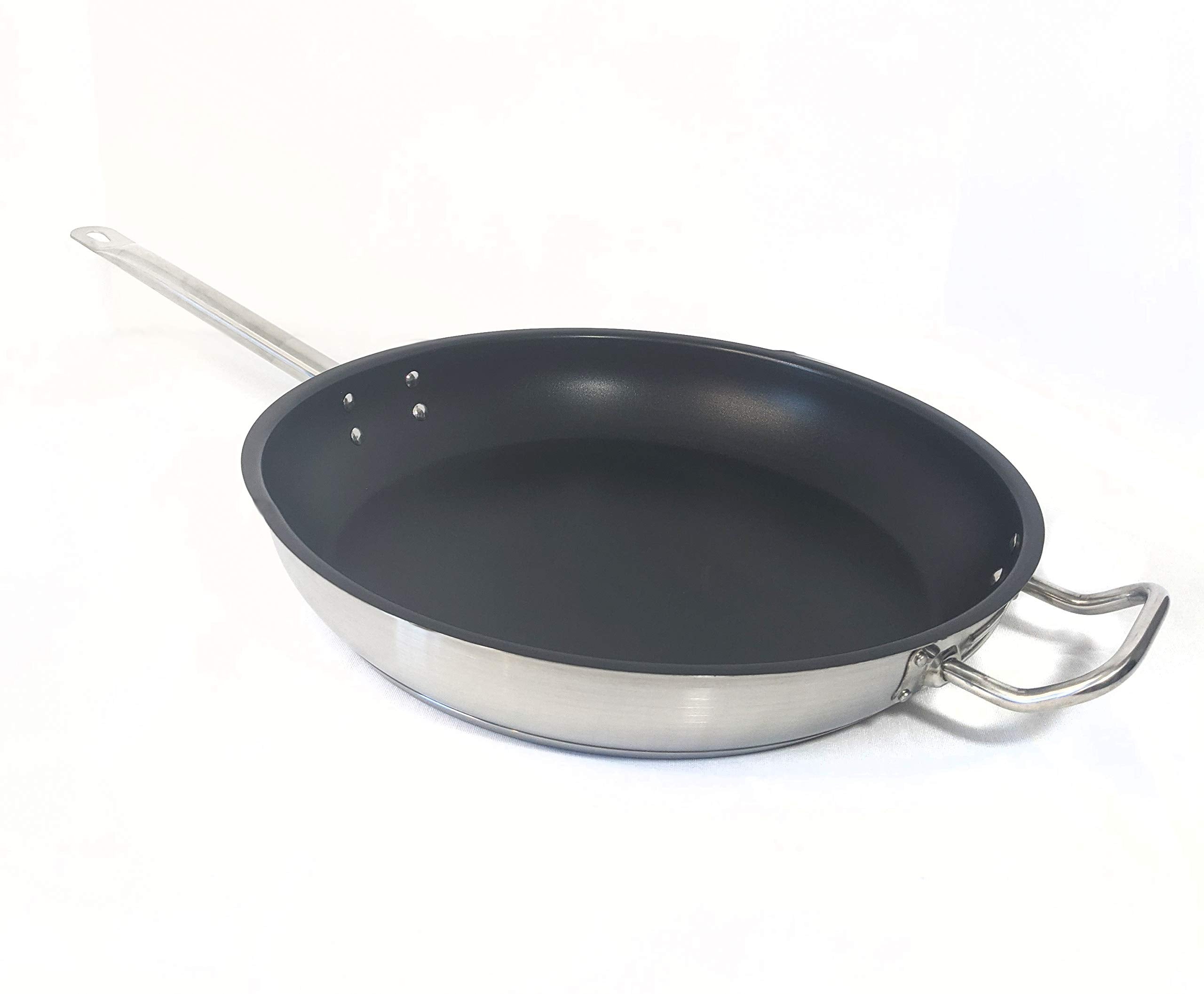 Update International (Sfc-14) 14'' Induction Ready Excalibur-Coated S/S Fry Pan W/Helper Handle,Silver