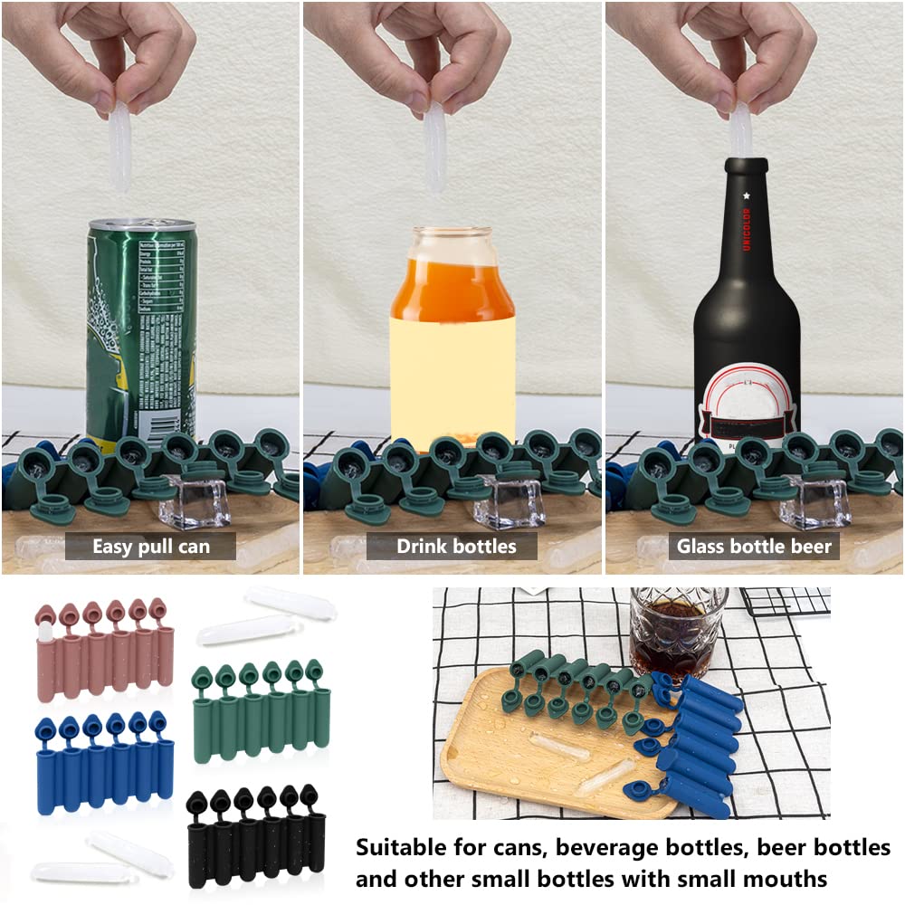 4Colors Mini Ice Cube Stick Tray With Lid, Silicone Ice Tube Making Trays, Ice Cube Molds For Sports And Water Bottles, Easy Pus