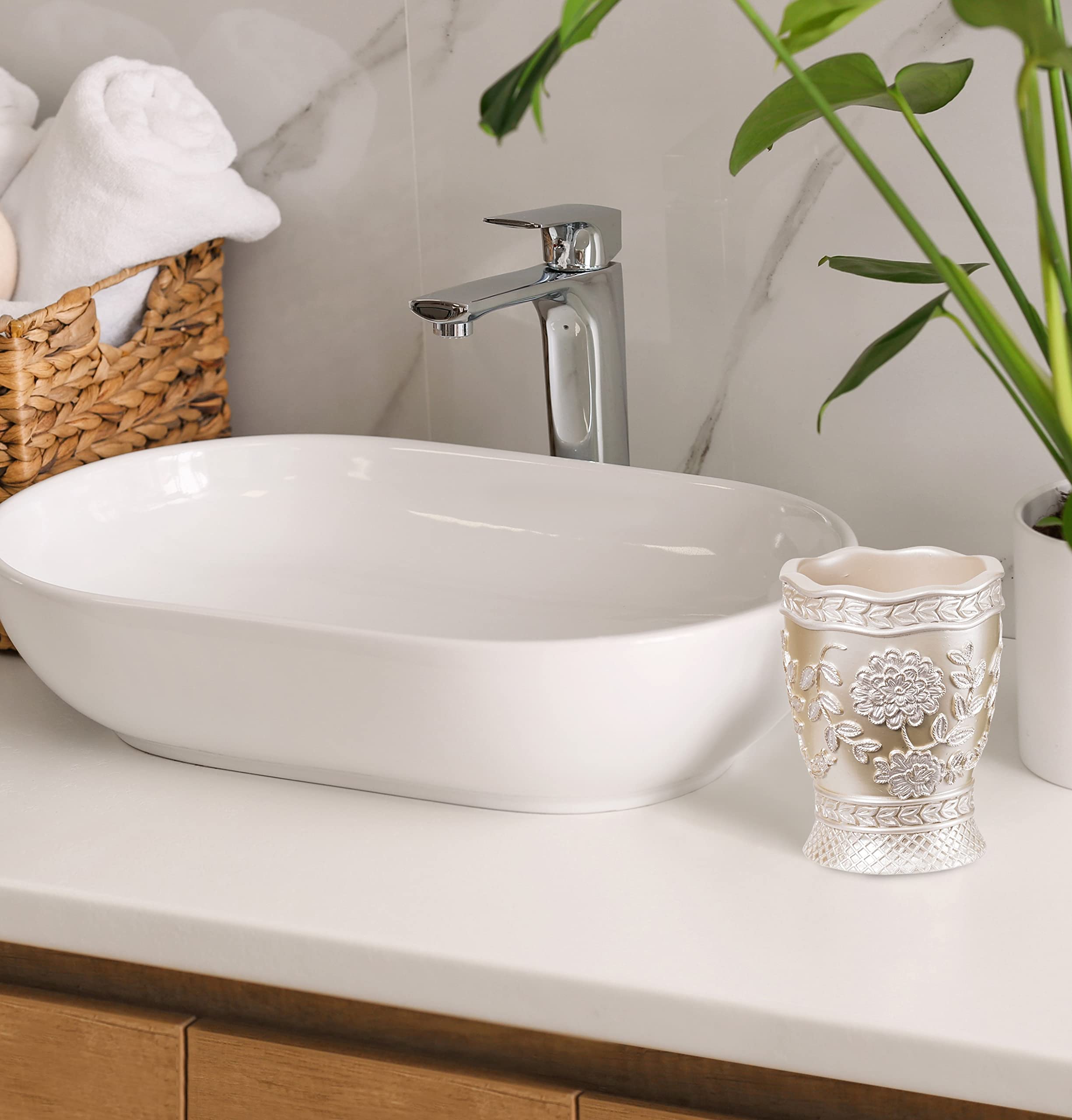 Popular Bath 942705 Rose Vine, Tumbler, Beige-Taupe