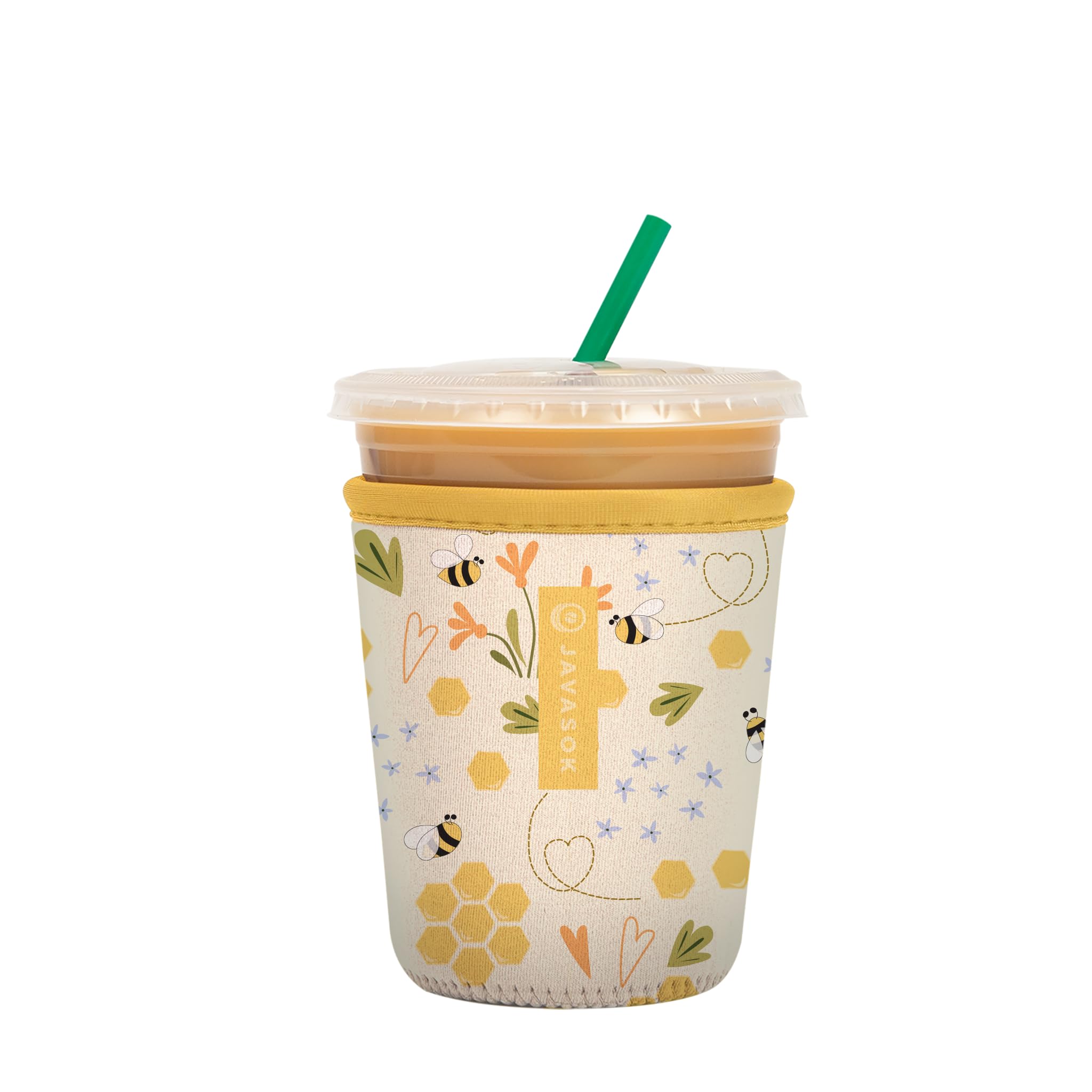 Sok It Java Sok Iced Coffee & Cold Soda Insulated Neoprene Cup Sleeve (Honeycomb Buzz, Small: 16-20oz)