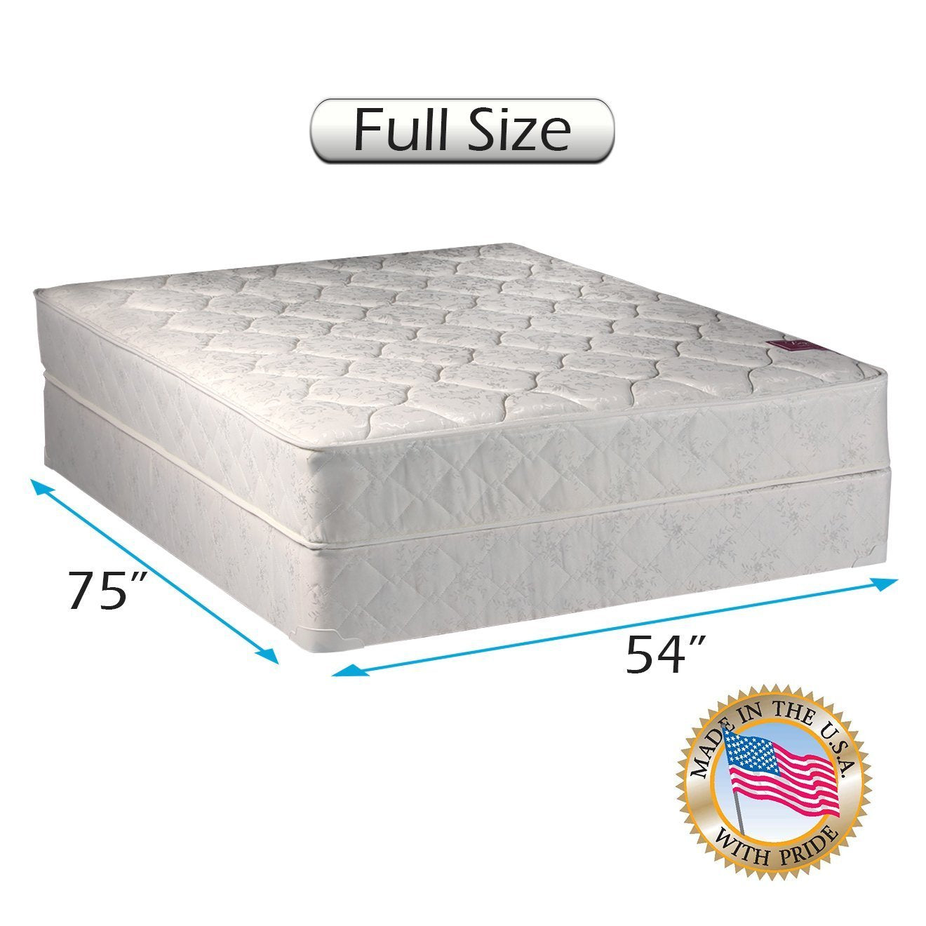 Dream Solutions Usa Legacy Gentle Firm Full Size (54''X75''X8'') Mattress And Box Spring Set - Fully Assembled, Good For Your Ba