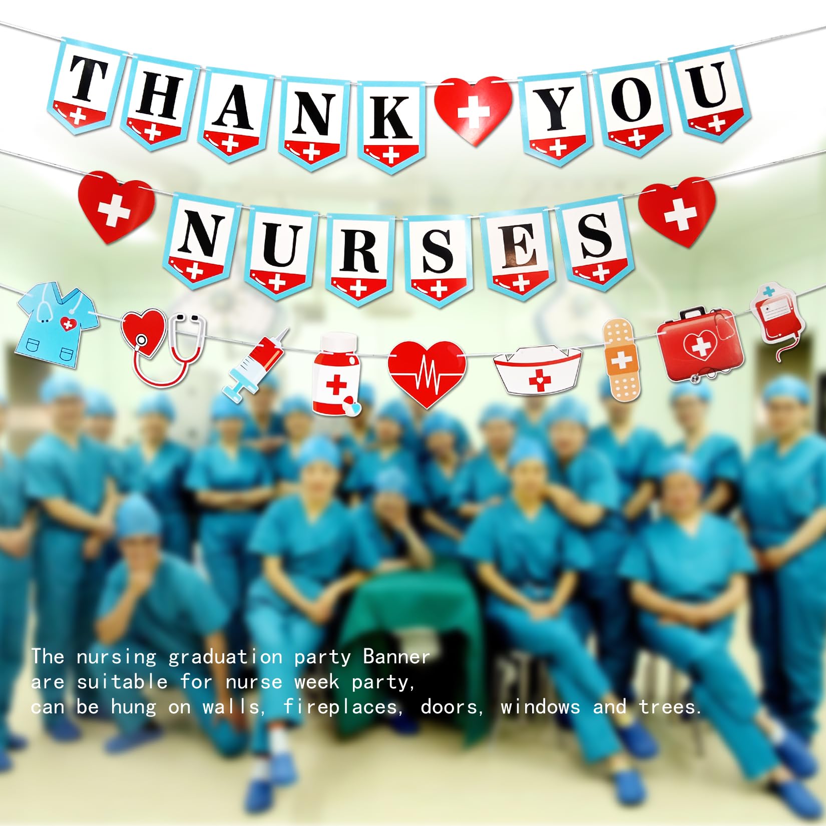 Lanttaotte Nurses Graduation Decorations Thank You Nurses Banner Congrats Grad Party Supplies For Nurses Week Home Office School