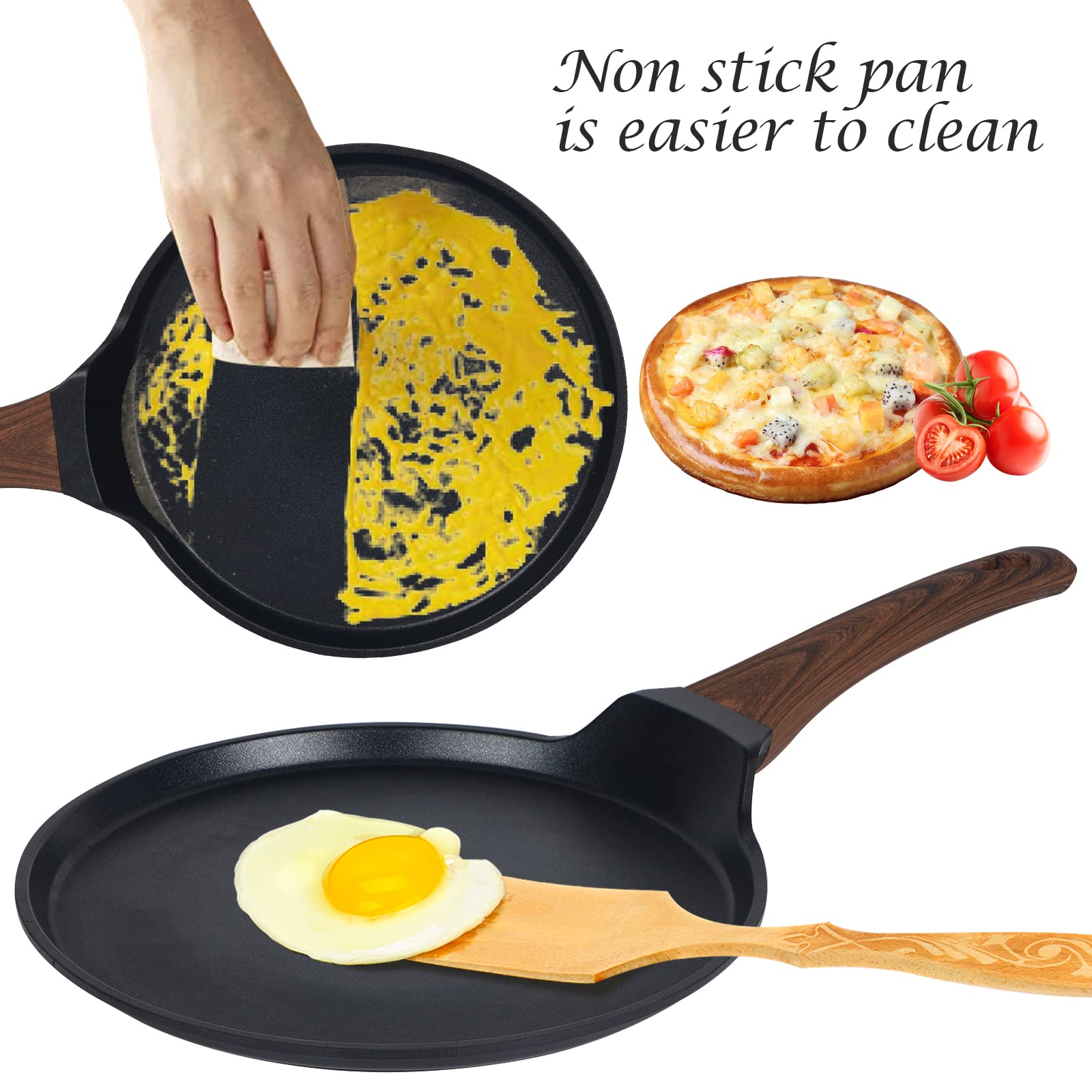 Vinchef Nonstick Crepe Pan, 11Inch Skillet Pan For Dosa Tawa Omelette Tortillas Crispy Pancake, Griddle Pancake Pan, Pfoa Free A