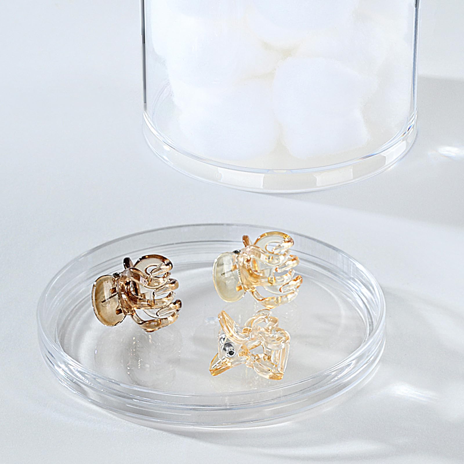 Sheechung Qtip Holder Dispenser Stackable Clear Plastic Container With Storage Lid Bathroom Essentials Decor, Vanity Makeup Stor