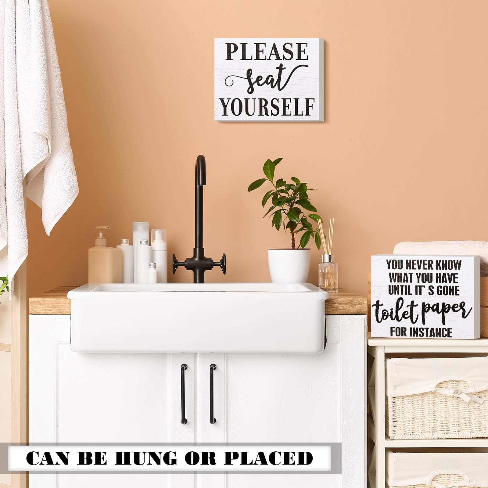 Jetec 2 Pieces Funny Farmhouse Bathroom Decor You Never Know What You Have Until It s Gone Toilet Paper Sign Please Seat Yoursel