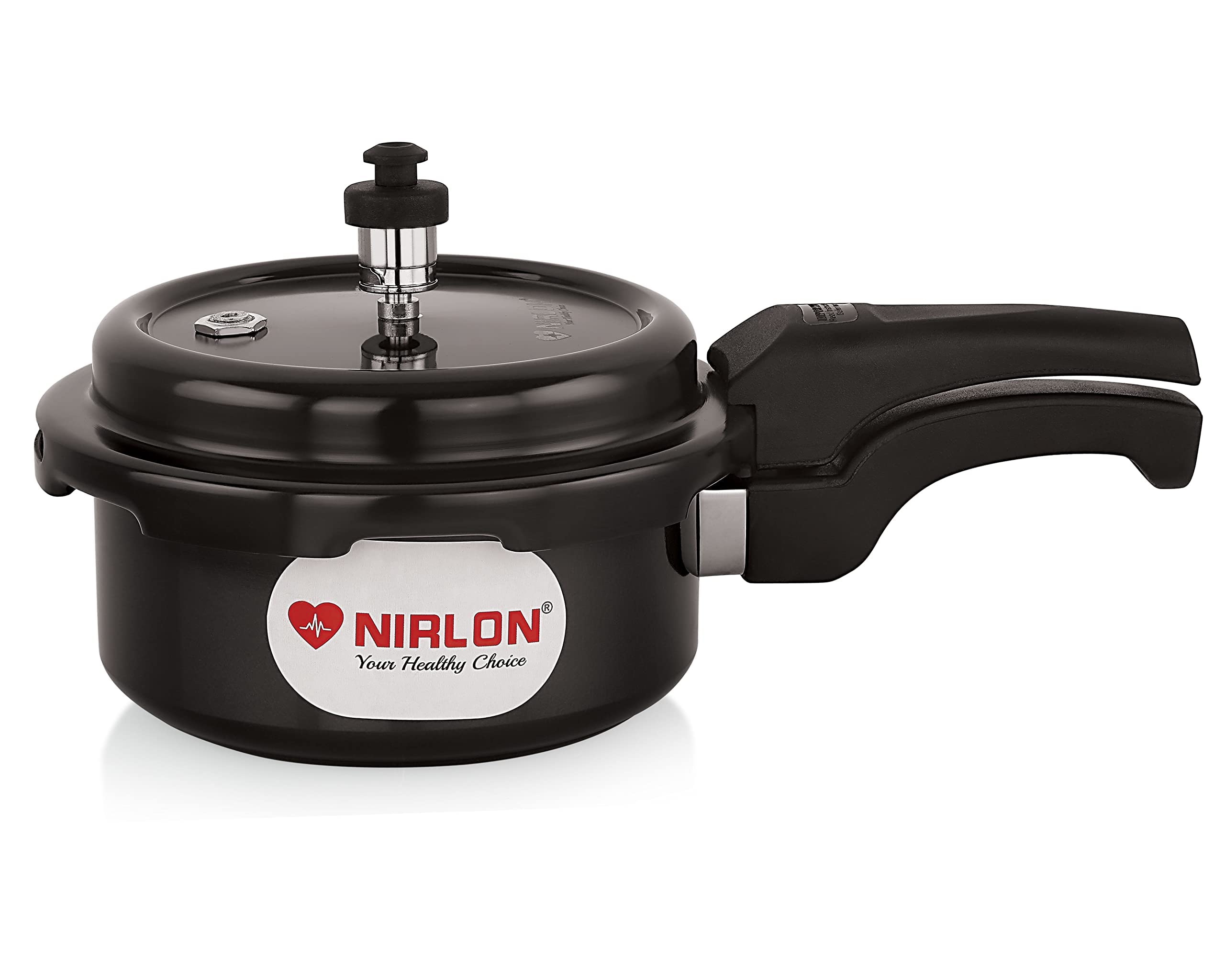 Nirlon Hard Anodised Aluminium Outer Lid Pressure Cooker Compatible With Induction & Gas, 2 Liters (Black)