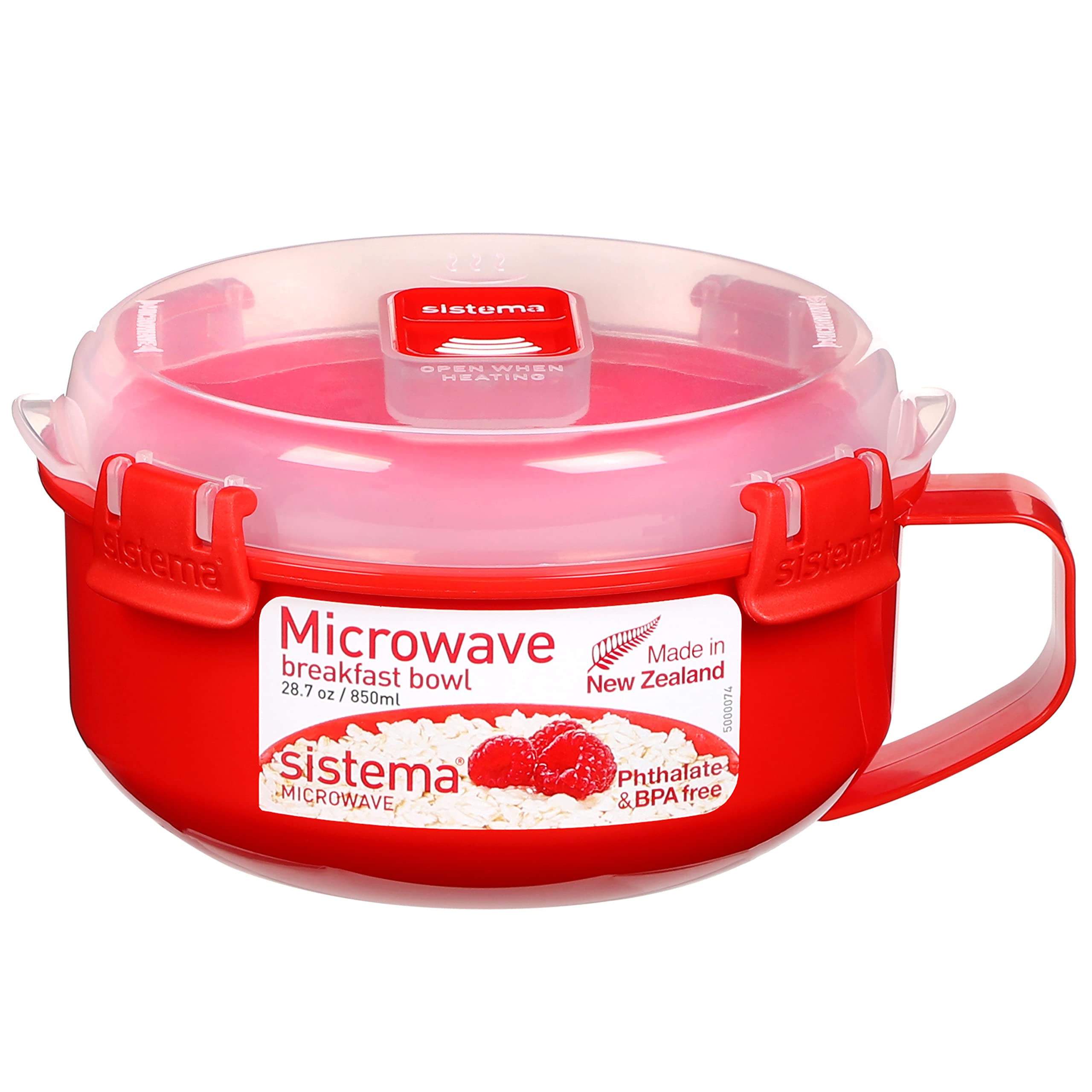 Sistema Microwave Collection Plastic Breakfast Bowl, 287Oz850Ml, Red