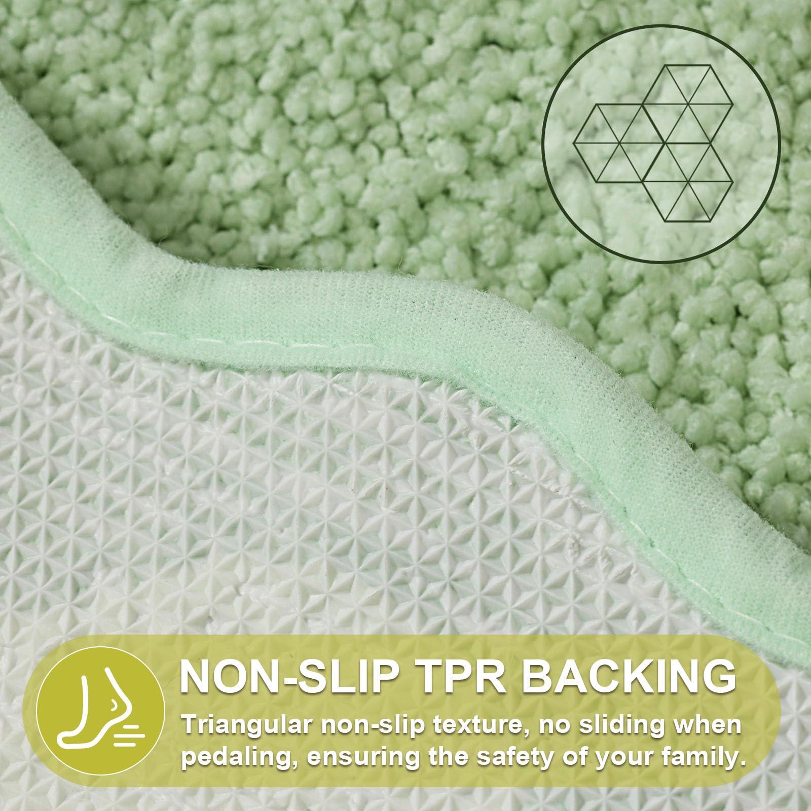 Ortigia Small Green Scalloped Bath Mat, Cute Plush Microfiber Scallop Bathroom Rugs Non Slip Washable Quick Dry Absorbent, Bathm