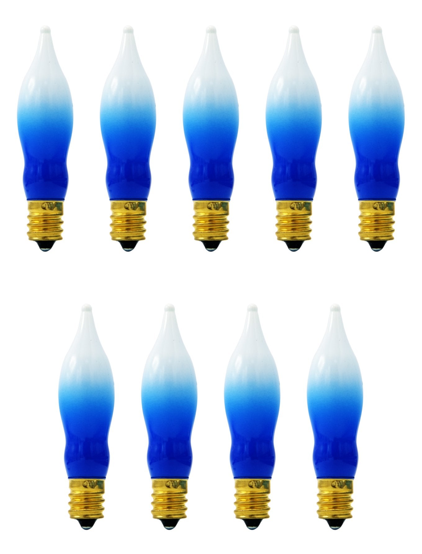 Menorah Bulbs Blue & White Electric Menorah Flame Shaped Replacement Bulbs (9-Pack),4 watts