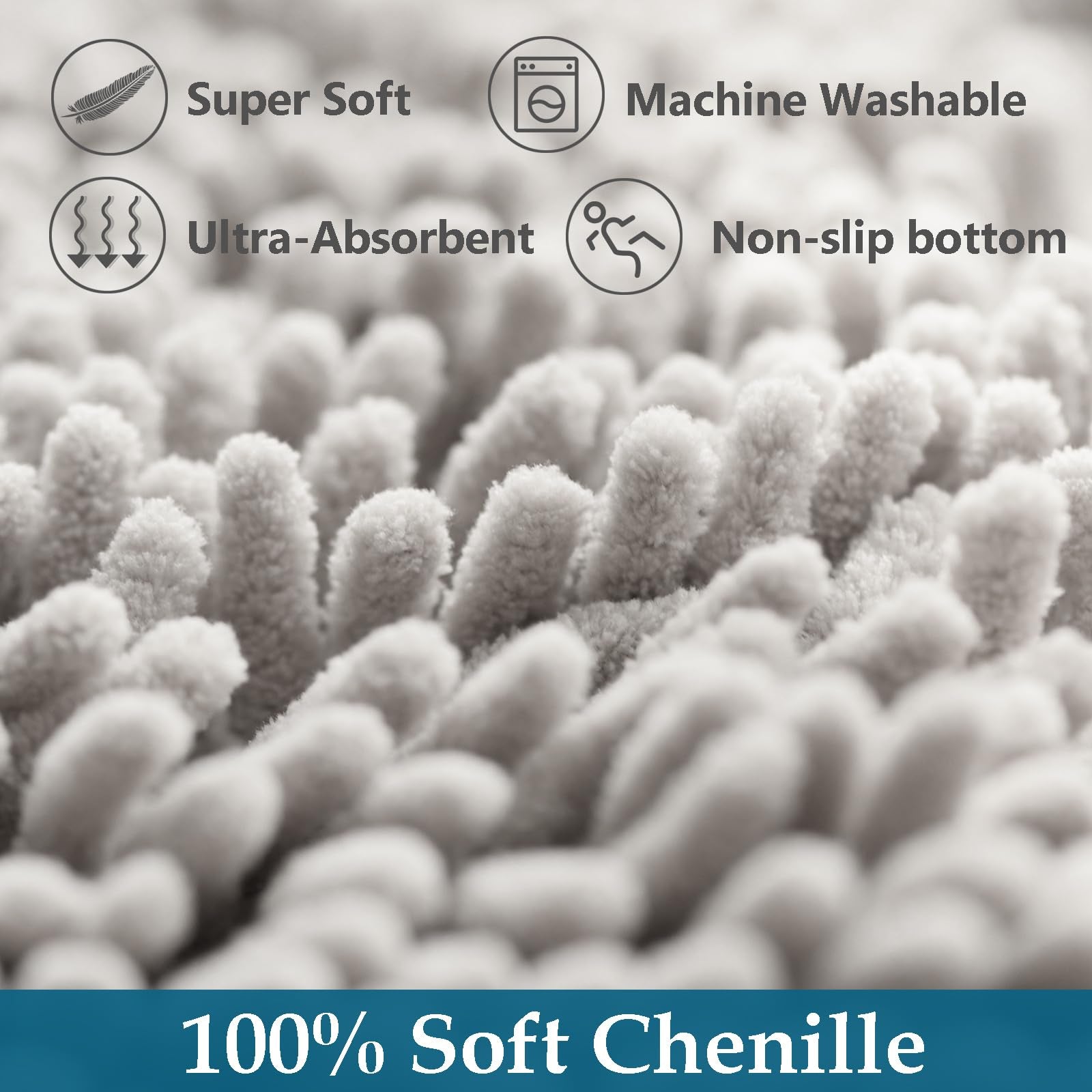 Luxury Chenille Bath Rug, Non-Slip Bathroom Rugs Set, Extra Soft, And Absorbent Shaggy Bathroom Mat Rugs, Plush Bathroom Carpet