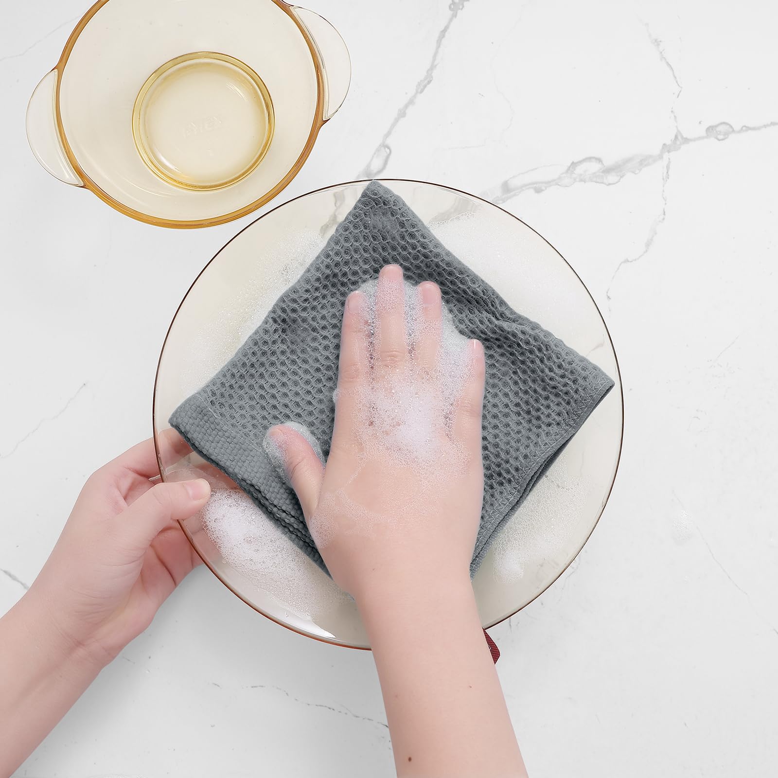 Homaxy 100% Cotton Waffle Weave Kitchen Dish Cloths, Ultra Soft Absorbent Quick Drying Dish Towels, 12 x 12 Inches, 12-Pack, Gre