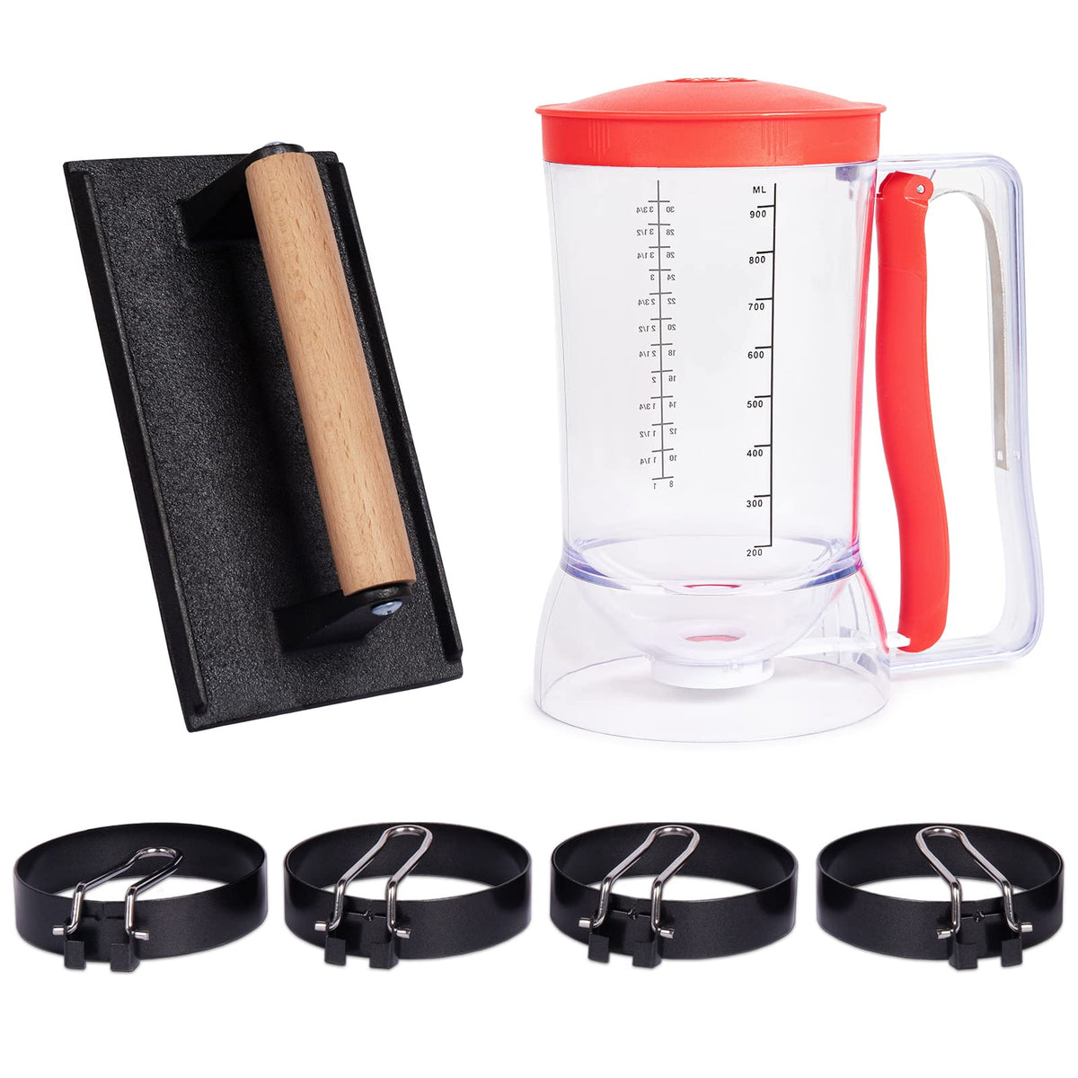 Shinestar 6-Piece Griddle Breakfast Kit For Blackstone - Complete Set Of Griddle Accessories Including Pancake Batter Dispenser,