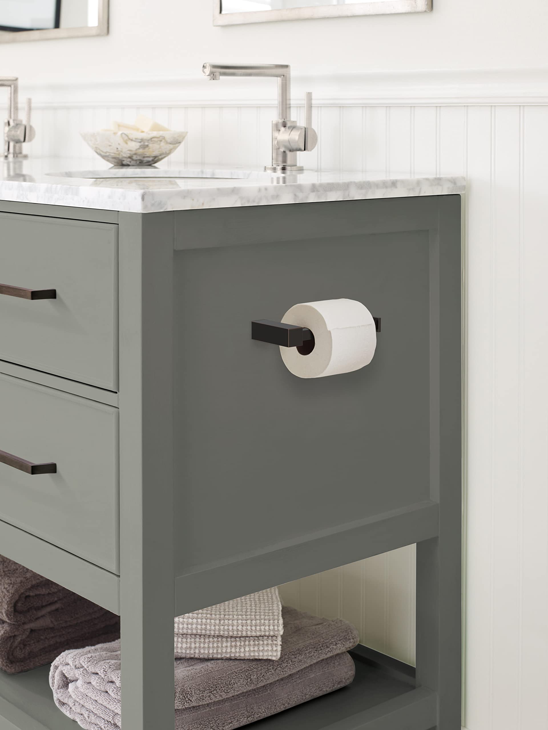 Amerock Bh36081Orb | Oil Rubbed Bronze Single Post Toilet Paper Holder | 5-7/8 In. (149 Mm) Length Toilet Tissue Holder | Monume