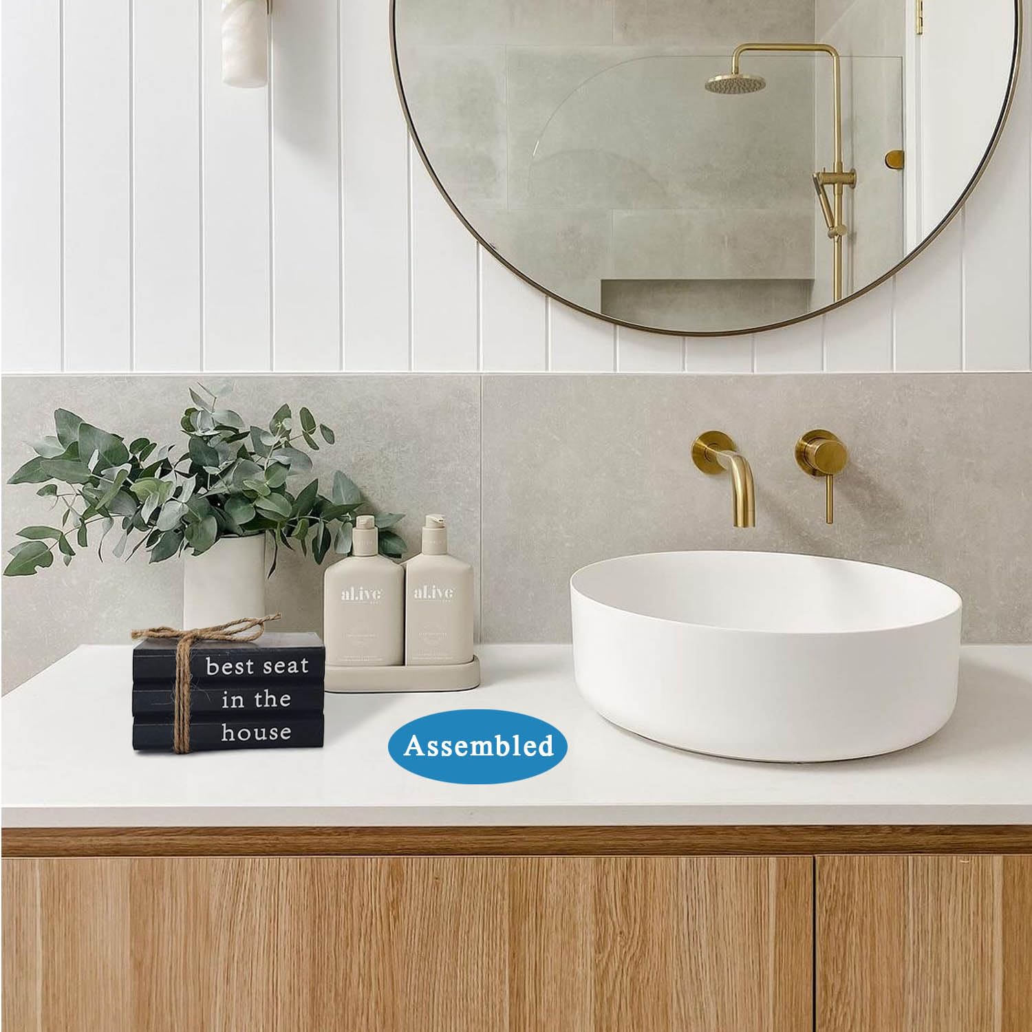 Funny Farmhouse Bathroom Decor, Humor Rustic Wooden Decorative Books Bathroom Shelf Decor, Black Toilet Decorative Sign Accent f