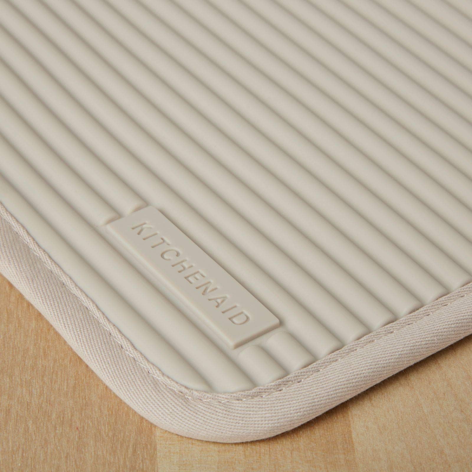 KitchenAid Ribbed Soft Silicone Pot Holder 2-Pack Set, Milkshake Tan, 7x9