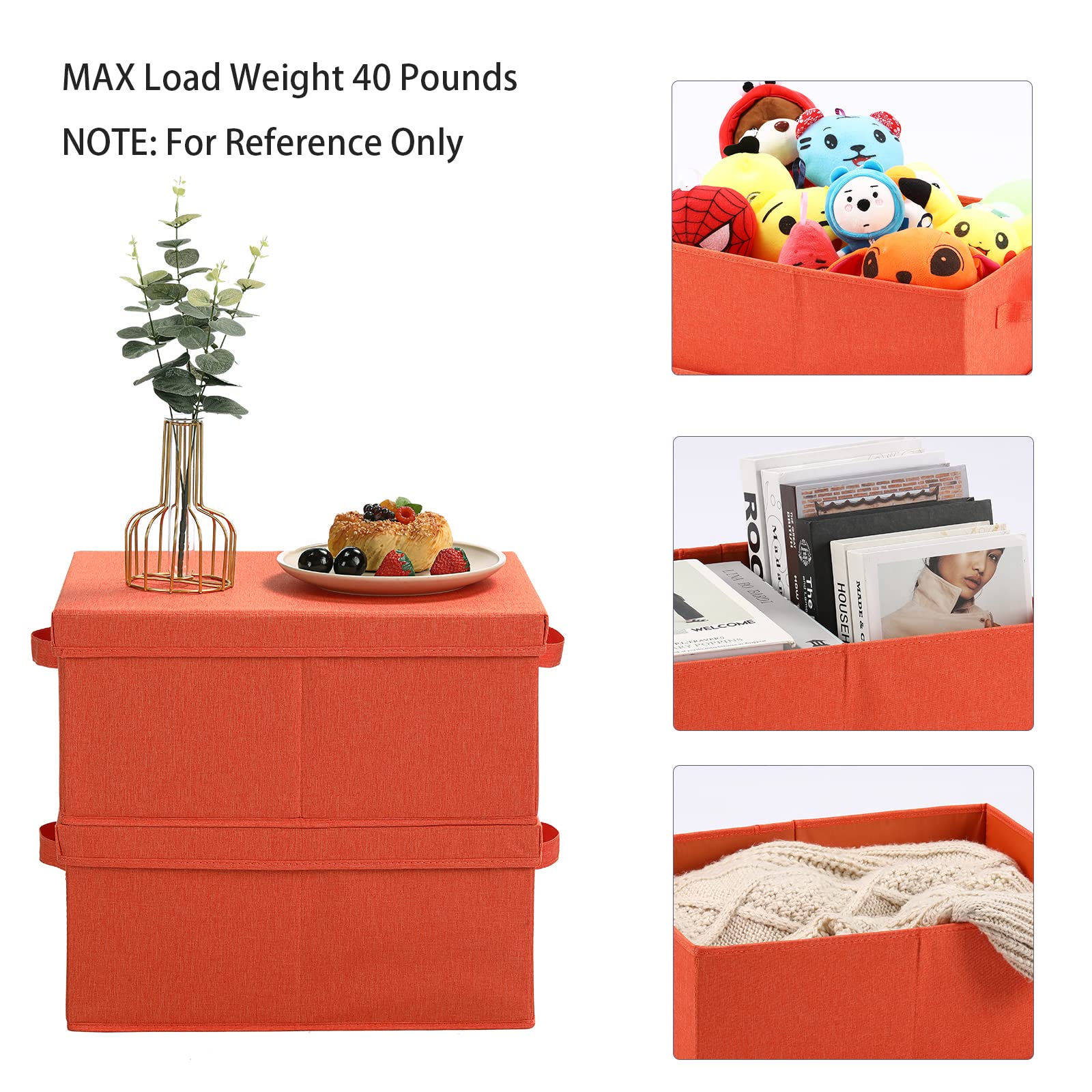 Hoonex Storage Bins With Lids For Organizing, Pack Of 2, Storage Boxes With 2 Carrying Handles And Sturdy Heavy Cardboard, 16.5'