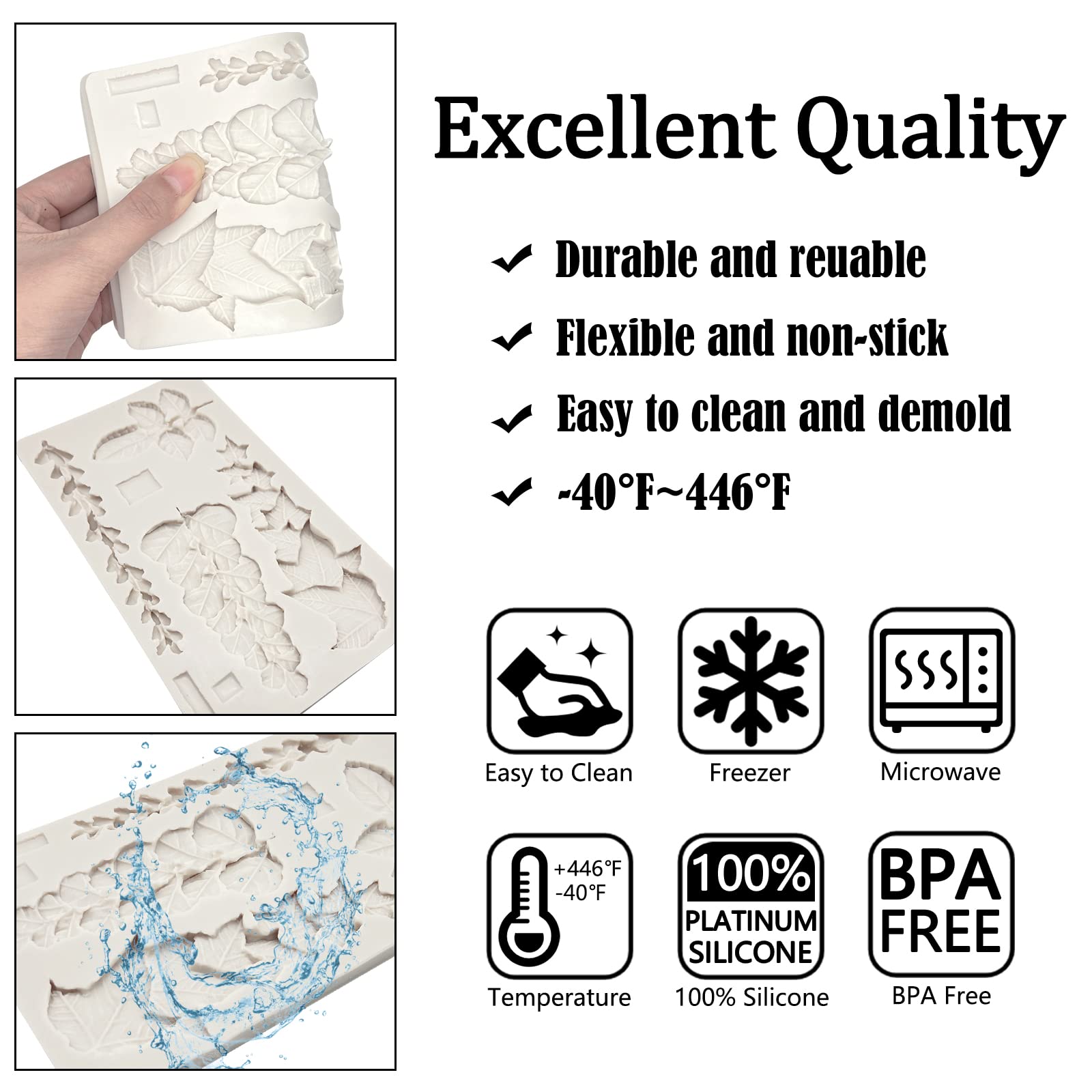 Leaf Fondant Molds, Succulents Trailing Leaves Cake Decorating Silicone Mold For Chocolate Candy Mousse Cookies Marzipan, Kitche