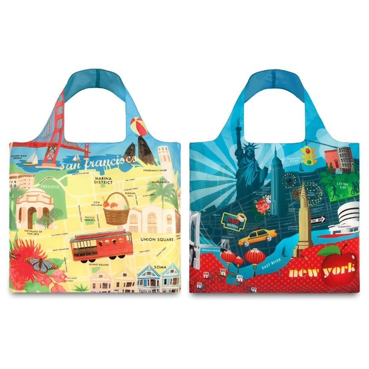 Loqi Urban Reusable Bags (Set Of 2), Usa, Multicolor