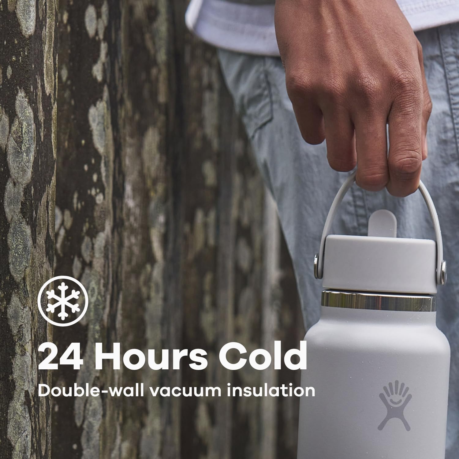 Hydro Flask Water Bottle - Insulated Stainless Steel - Wide Mouth Flex Straw Lid, Non Spill, Leakproof and Refillable in 40 Oz S