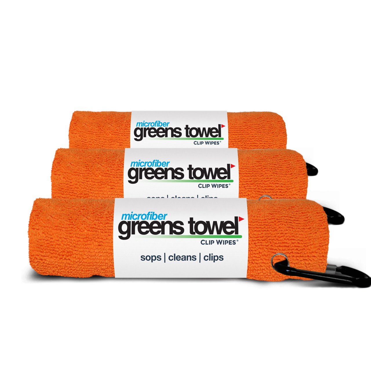 Greens Towel Orange 3 Pack Golf Towel Set For Golf Bags With Clip, Plush Microfiber Nap Fabric, 16X16, The Original (Orange Crus