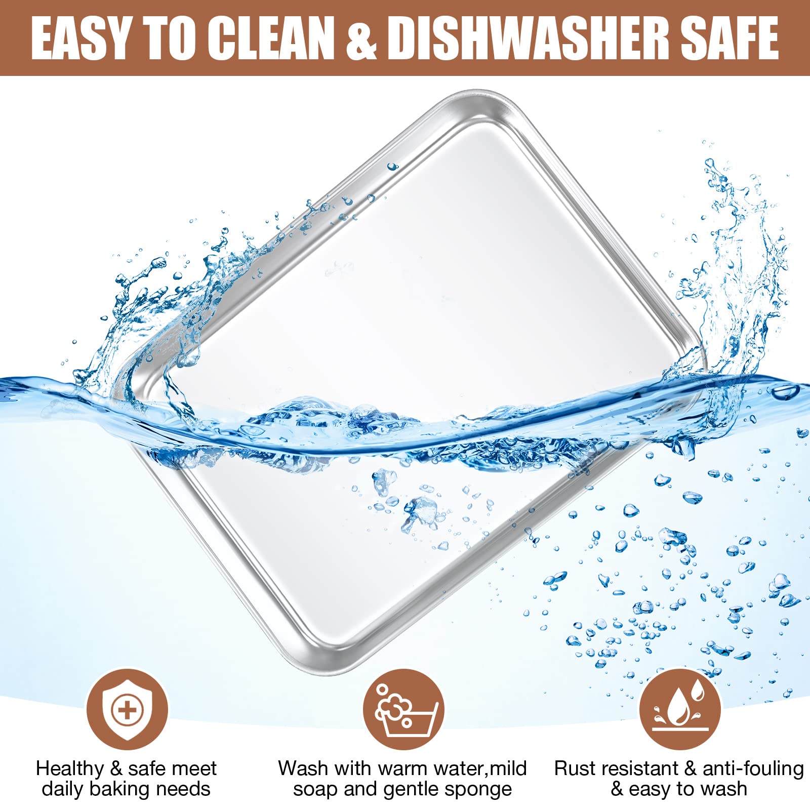Potchen Baking Sheet Pan Set Cookie Sheet Small Toaster Oven Pans Stainless Steel Tray Barbecue Grill Pan Rectangle Trays Oven,