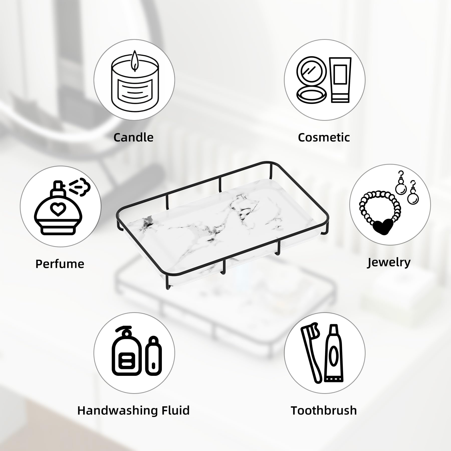 Dobbyby Vanity Tray Makeup Organizer Cosmetics Storage Bathroom Skincare Organizer Countertop Display Rack In Dresser Stainless