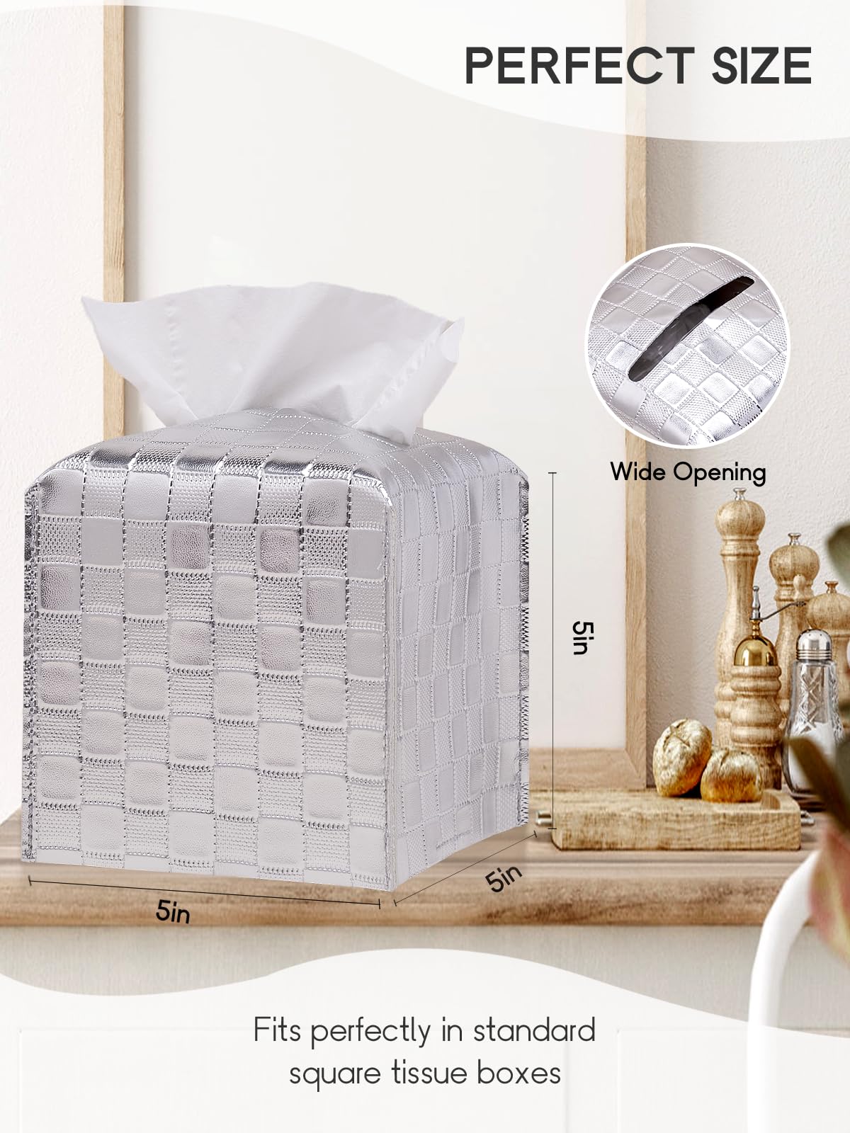 Tissue Box Cover, Tissue Box Holder, Tissue Holders Decorative Organizer For Christmas Home Decor, Tabletop And Car, 5''X5''X5''