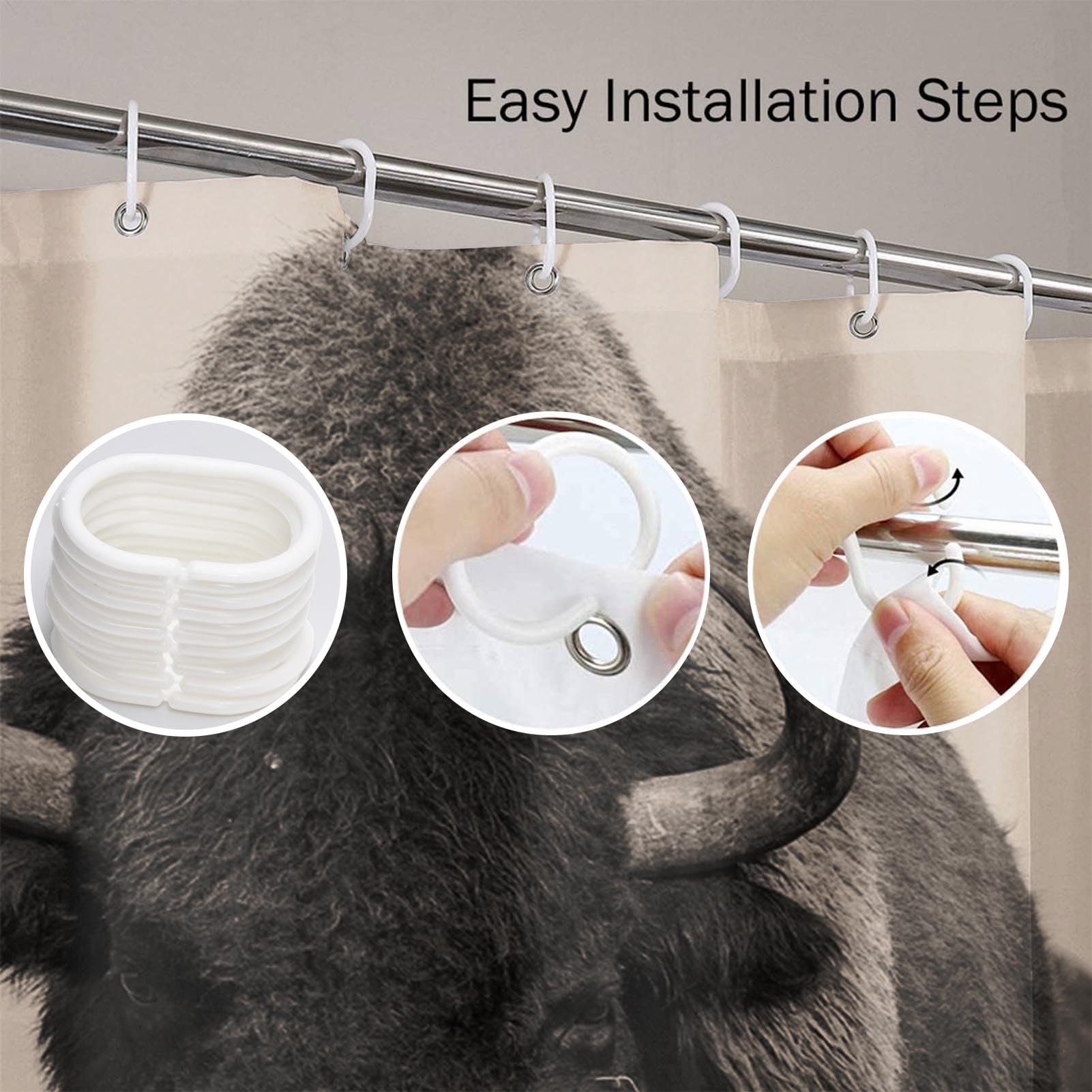 Emvency Decorative Shower Curtain Head Bison Buffalo in Sepia Herd of Shot One Animal 72''x72'' Waterproof Bathroom Shower Curtain Set with Hooks