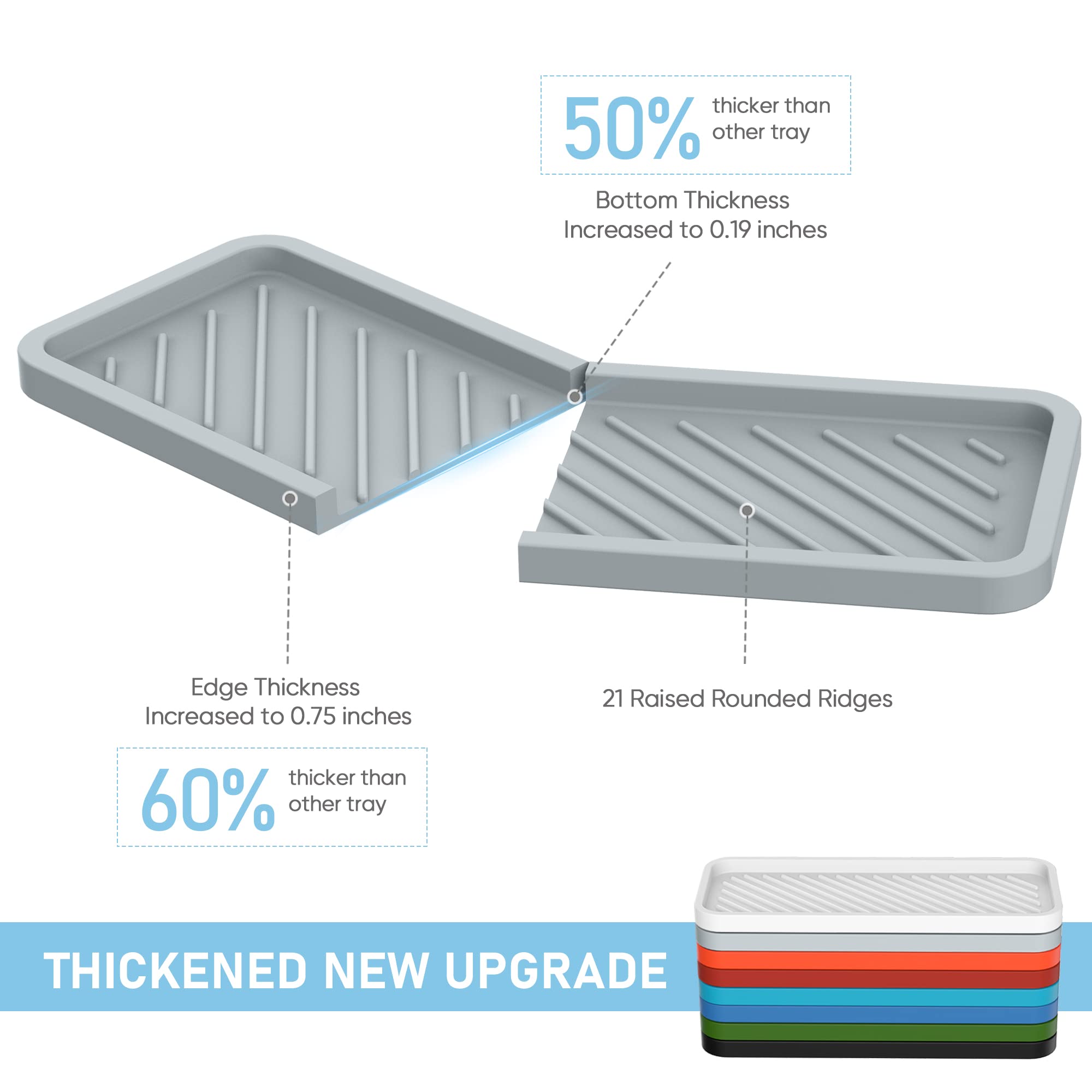 Eg-Sipro Silicone Sponge Holder,Extra Large 12'' Kitchen Sink Organizer Tray Kitchen Soap Tray Soap Sponge Holder For Bathroom C