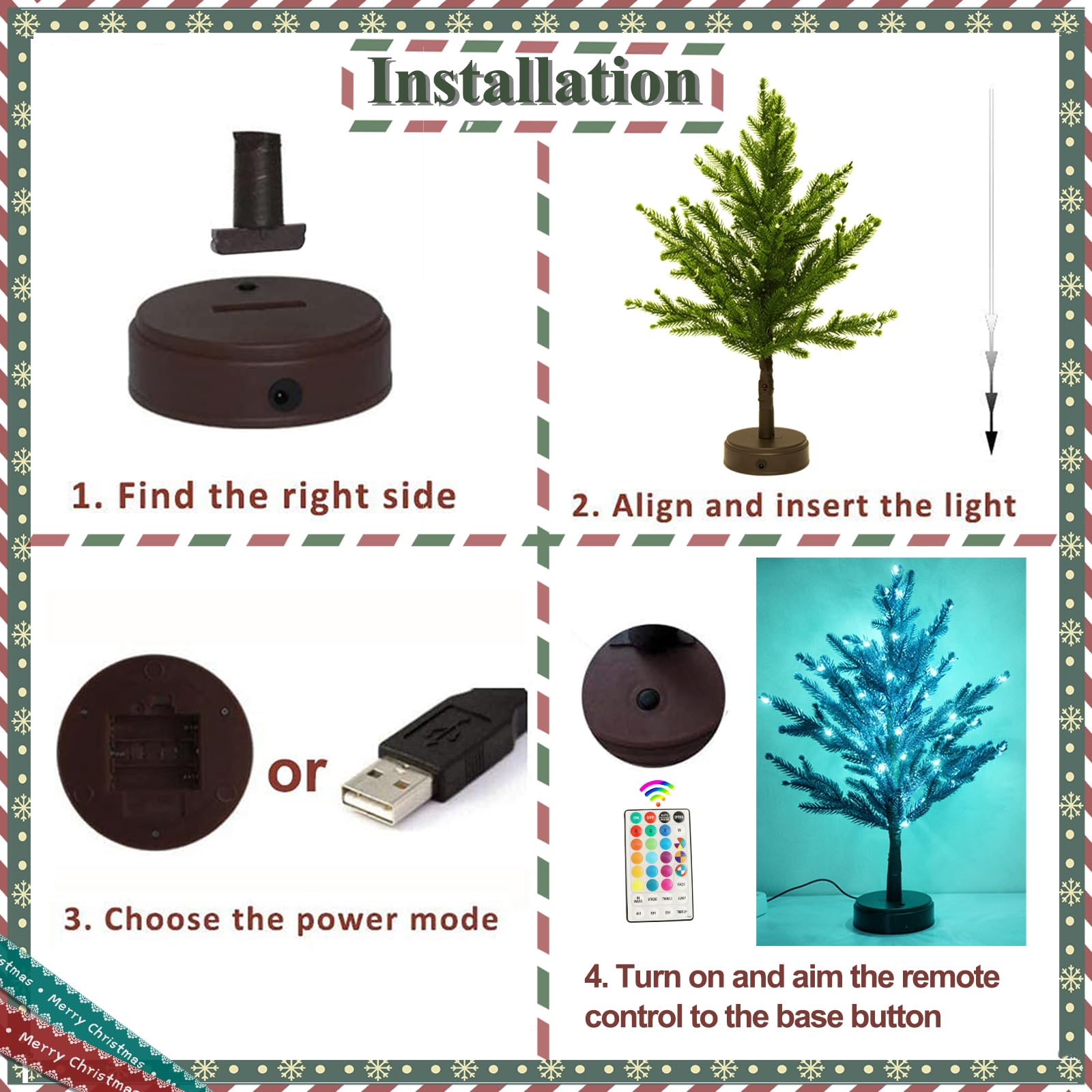 Pooqla RGB Lighted Mini Christmas Tree, Color Changing Tabletop LED Xmas Tree with Remote, 28 Colors 80 LED Pre-lit Artificial S