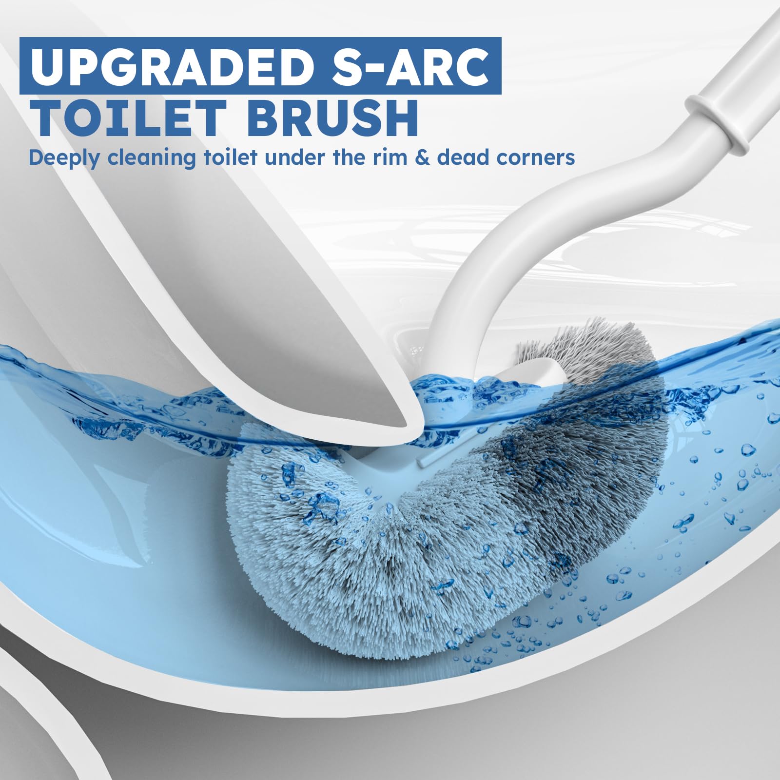 Toilet Brush, 2 Pack Toilet Brush and Holder Set with Durable Curved BristlesToilet Scrubber, Toilet Bowl Brush with Extra Long