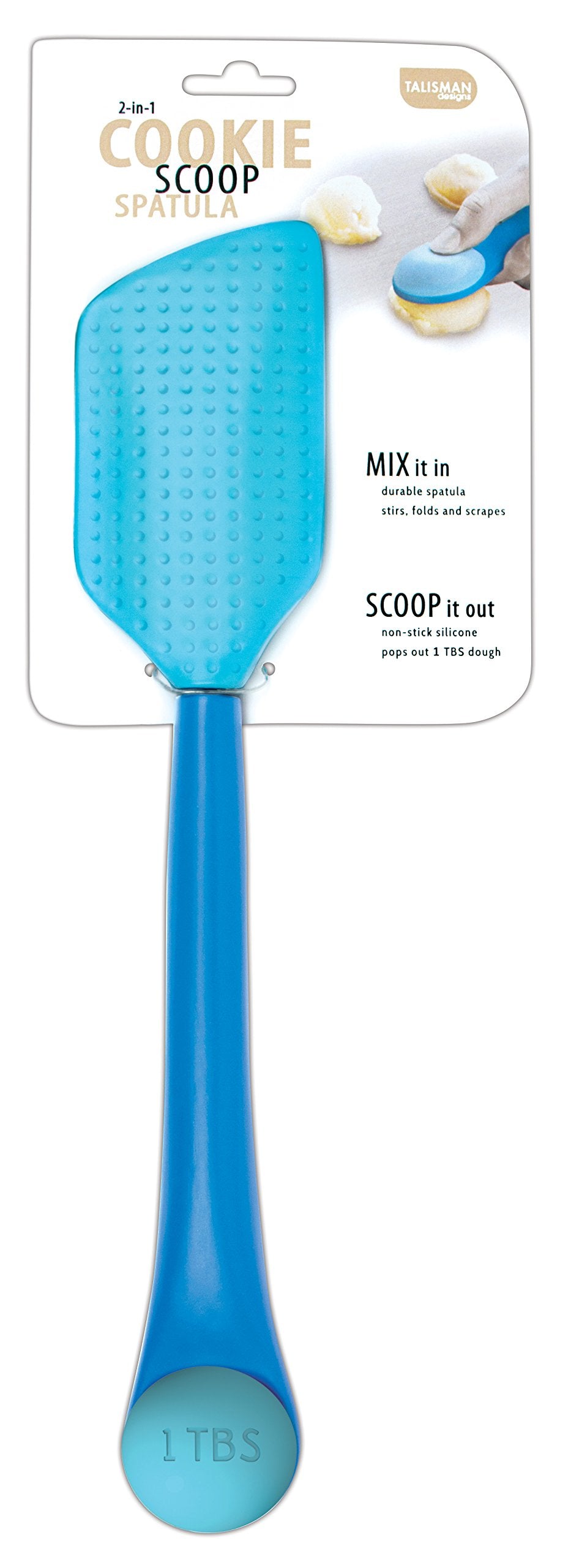 Talisman Designs 2-In-1 Cookie Scoop Spatula | Up To 500-Degree Heat Resistance | Silicone Cookie Spatula | Kitchen Spatula | Co