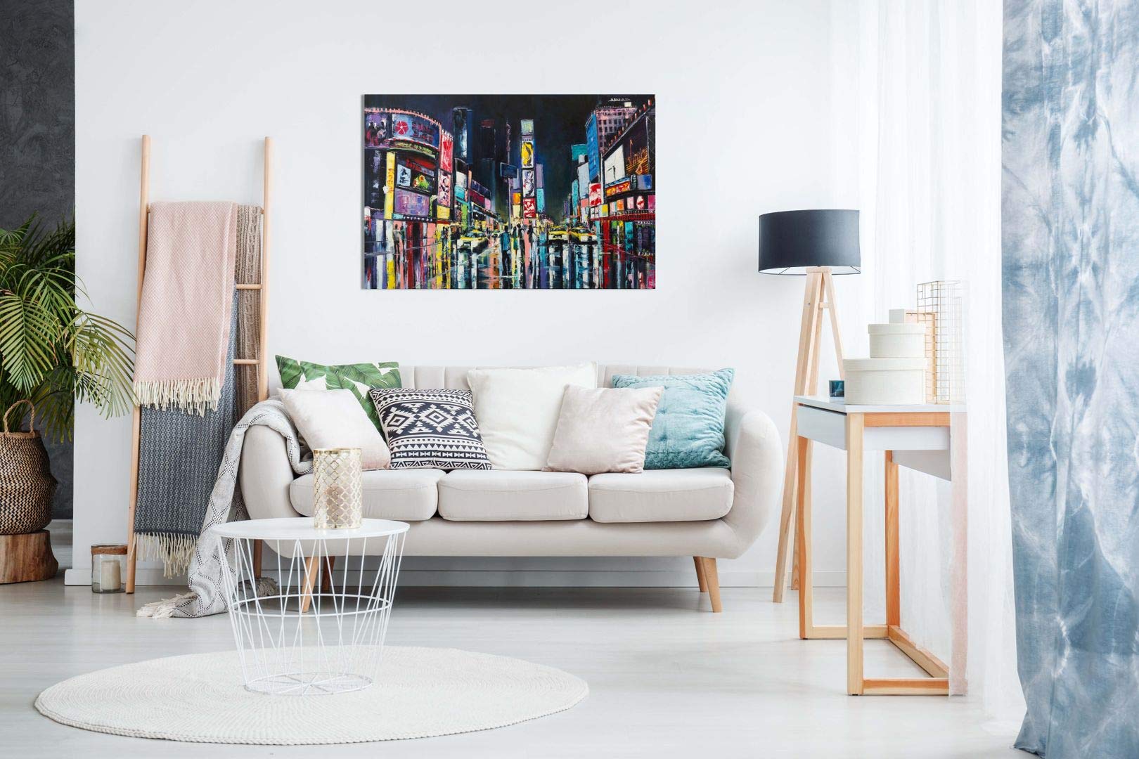 New York Oil Painting Times Square Canvas Wall Art Picture Print (18X12In)