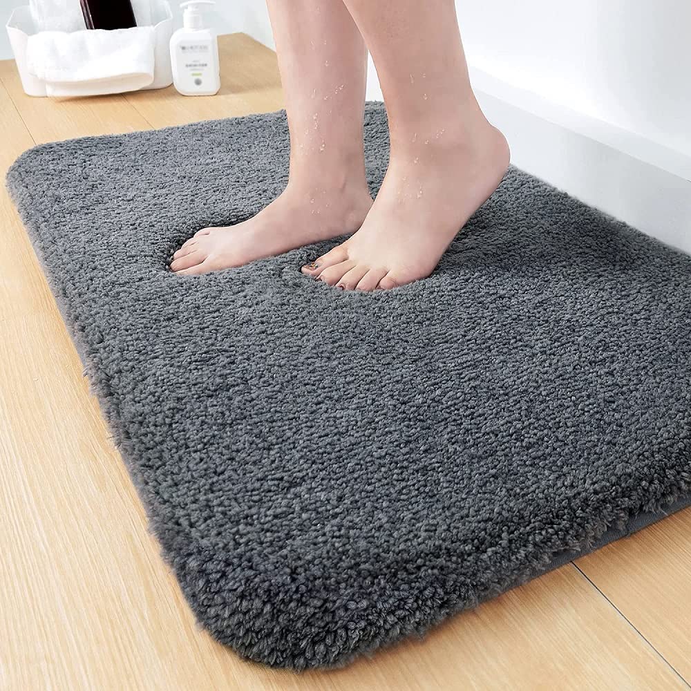 BSPS (40x60 cm Solid 2000 GSM Microfiber Bath Mat Super Absorbent/Floor Mat (Grey) 1 Piece Model: Water Absorb 127
