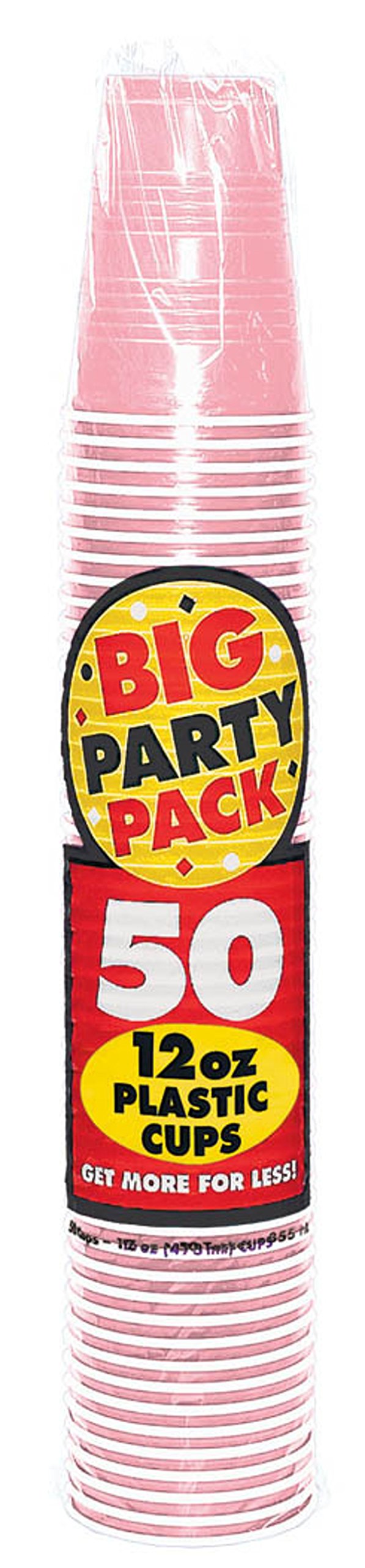 Amscan Big Party Pack, Durable Plastic Cups, 50 Count (Pack Of 1), New Pink
