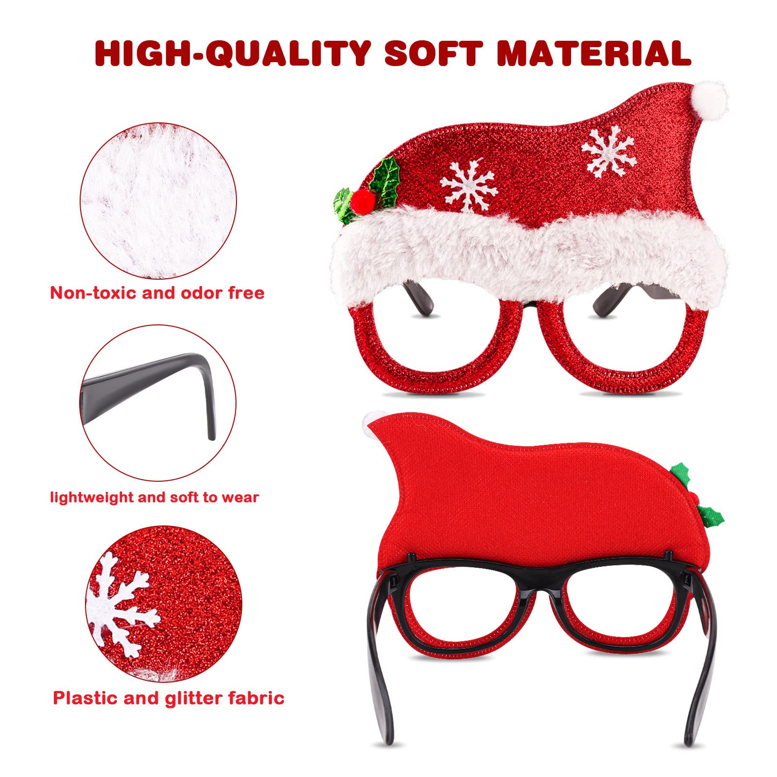 Eeocwf 15 Pcs Christmas Glasses Frame, Holiday Party Eyeglasses Frames Christmas Decoration, Christmas Photo Props Eyewear, Chri
