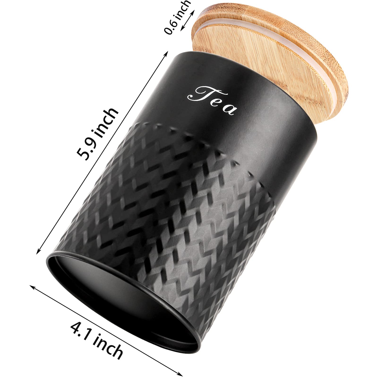 Bekith 3 Pack Kitchen Canisters With Bamboo Lids, Airtight Metal Canister Set, Food Storage Containers Jars For Coffee, Sugar, T